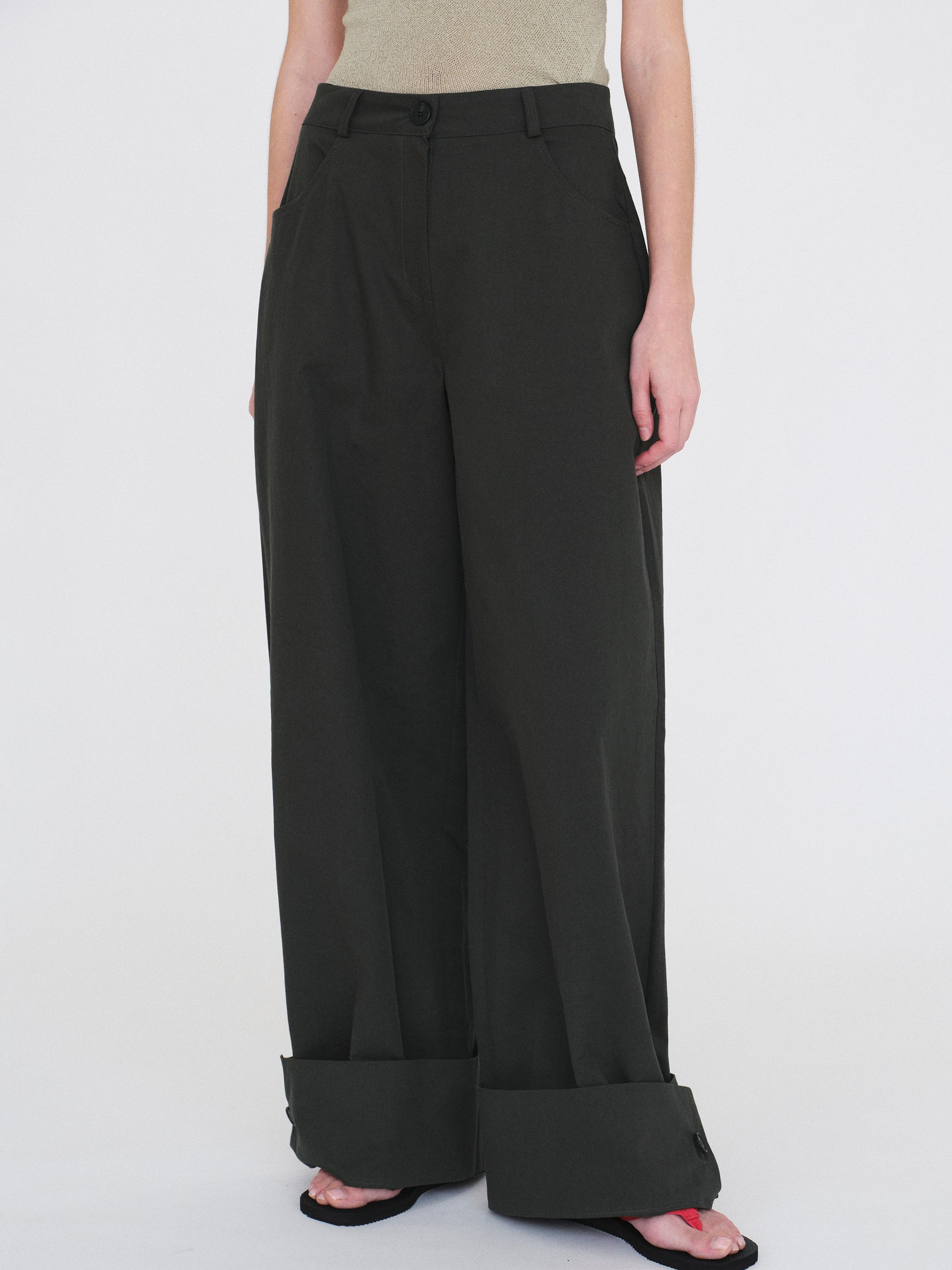 Cuffed Wide-Leg Trousers, Sacramento