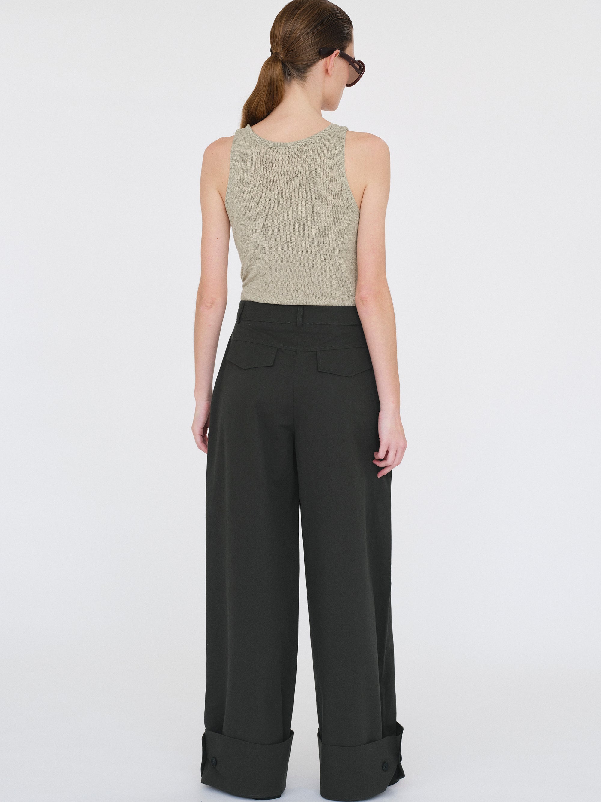 Cuffed Wide-Leg Trousers, Sacramento