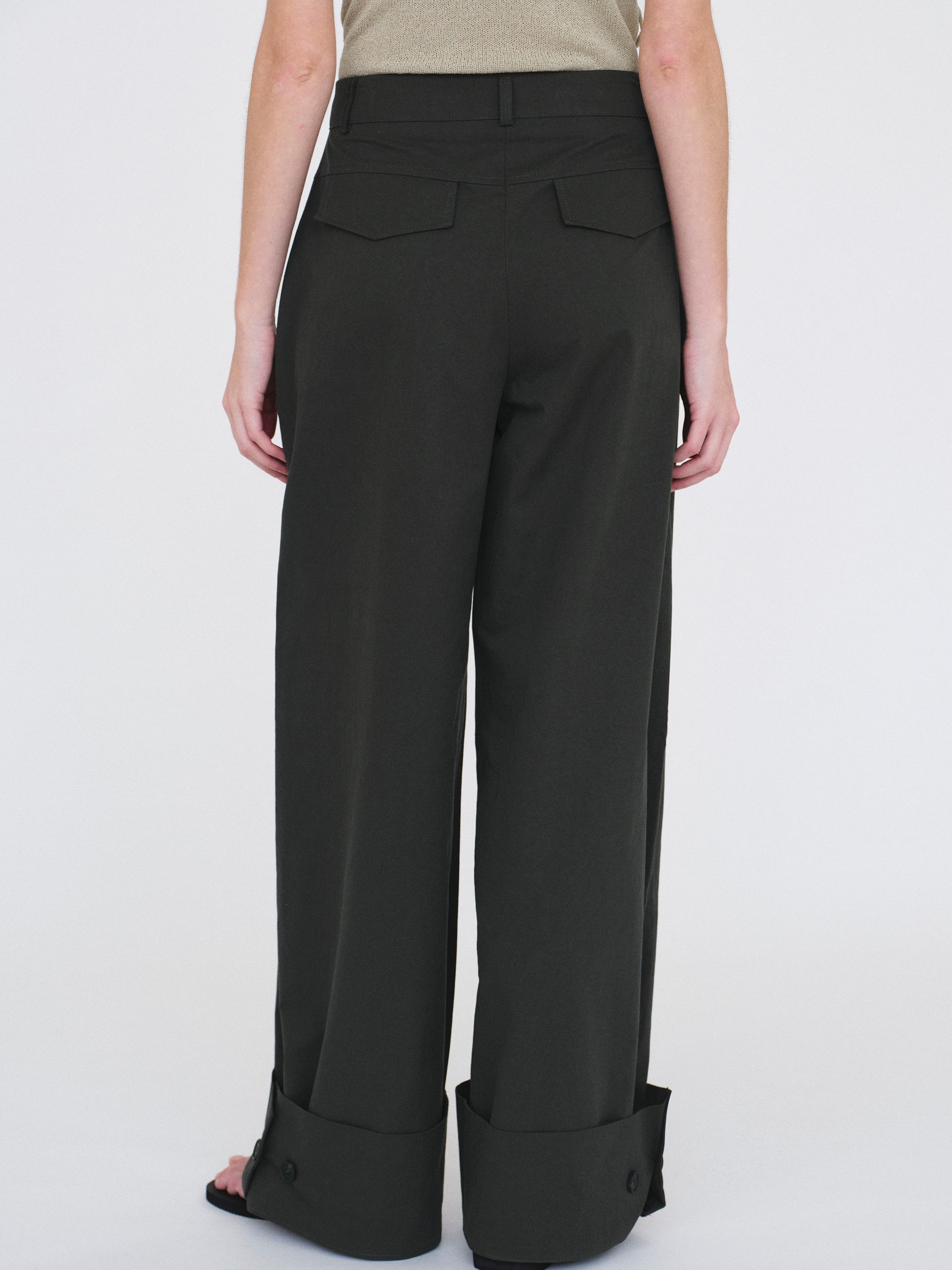 Cuffed Wide-Leg Trousers, Sacramento