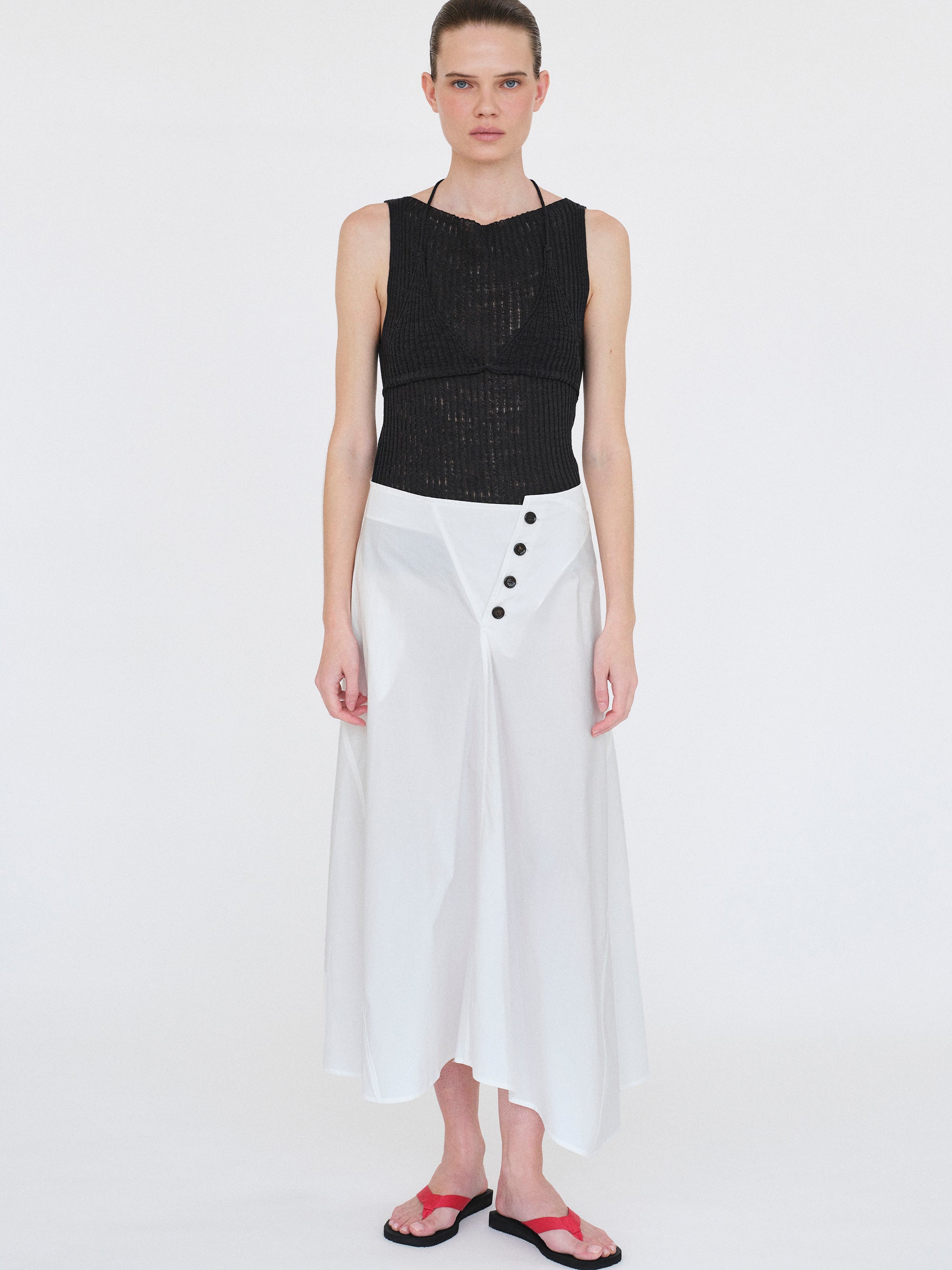 Reine Dual-Layer Knit Top, Black