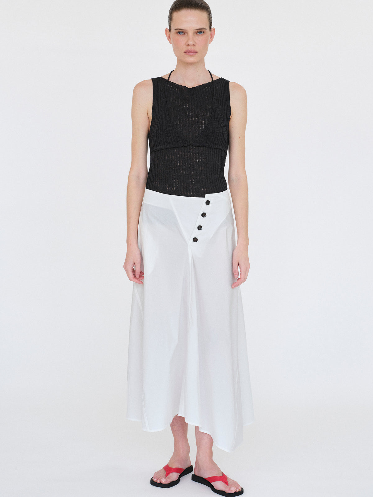 Reine Dual-Layer Knit Top, Black