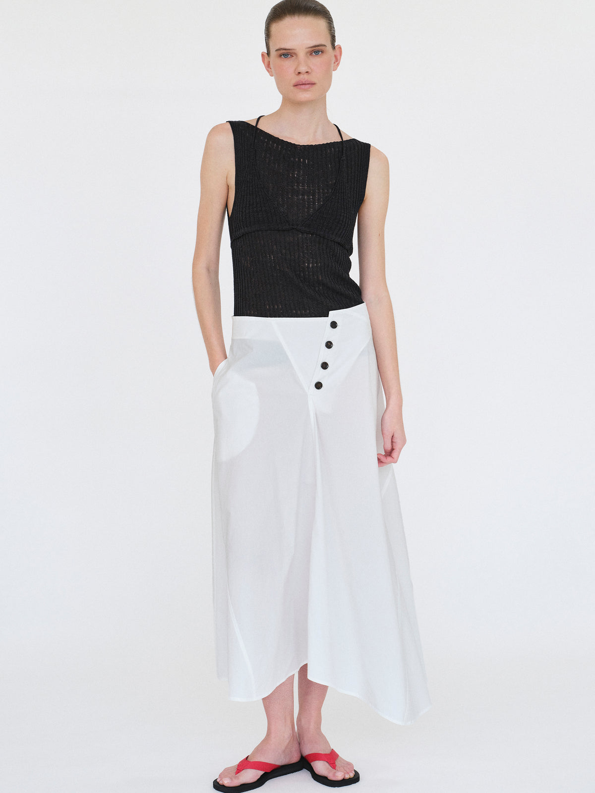 Reine Dual-Layer Knit Top, Black
