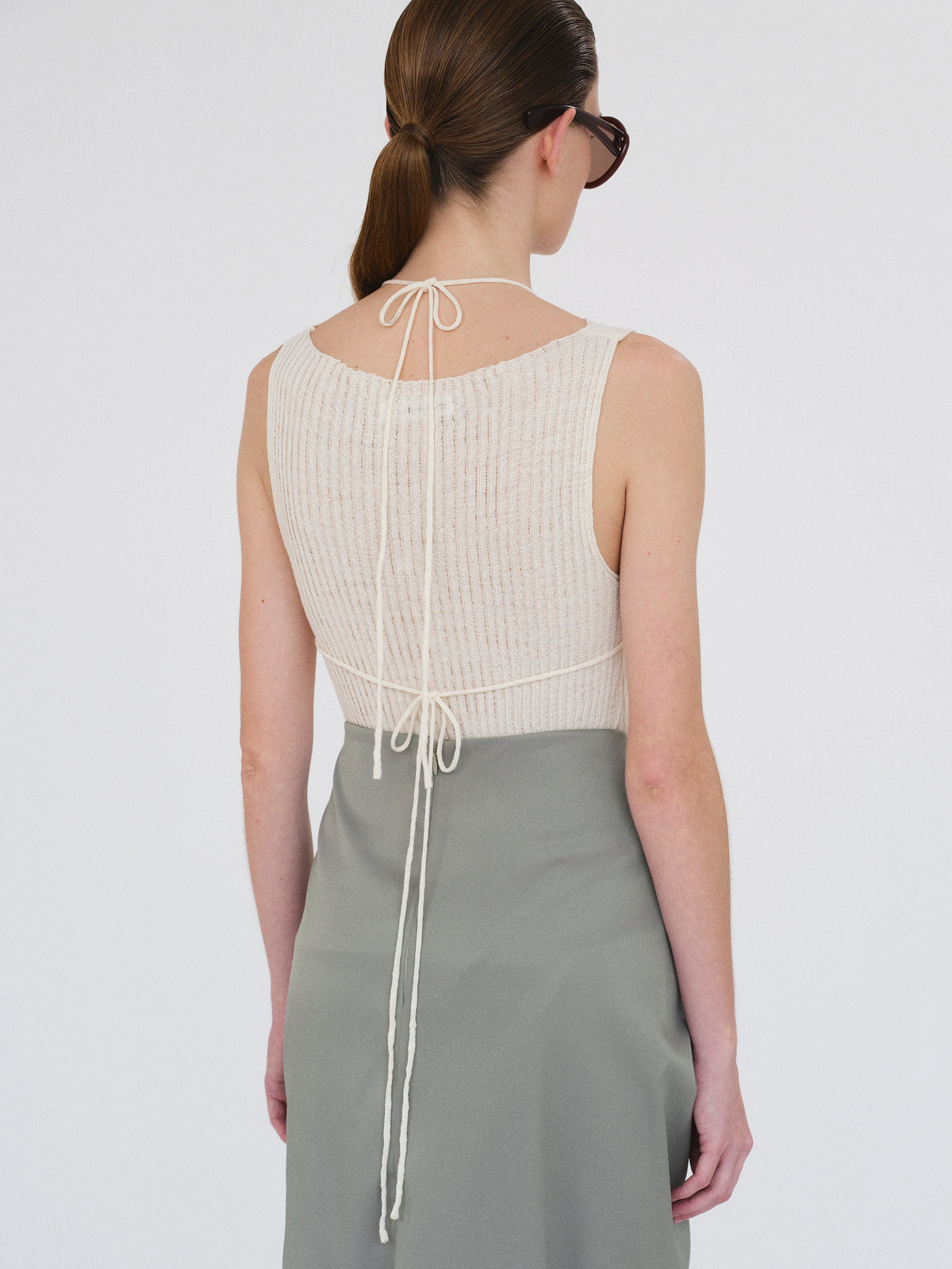 Reine Dual-Layer Knit Top, Ivory