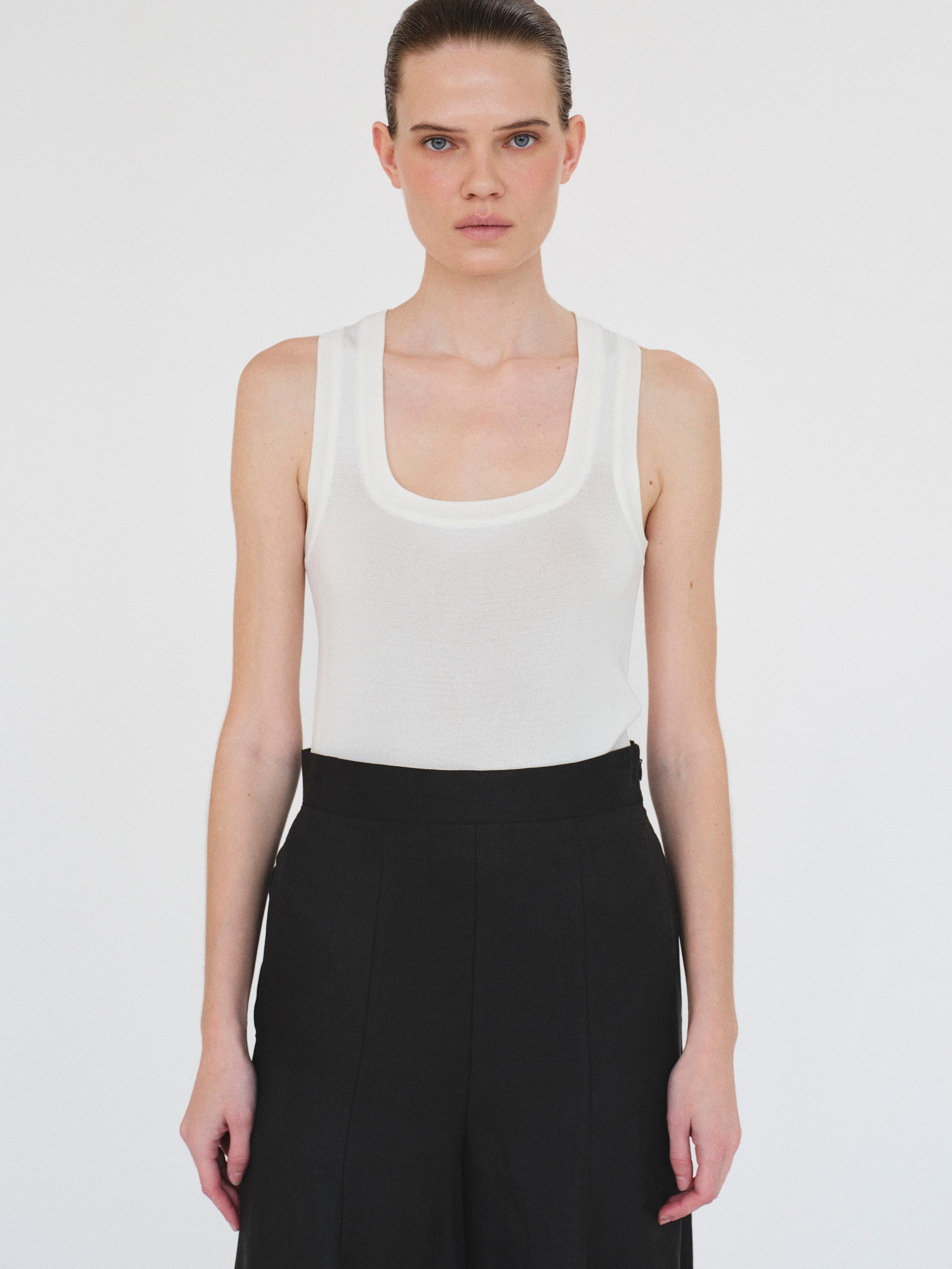 Rib-Knit Tank Top, White