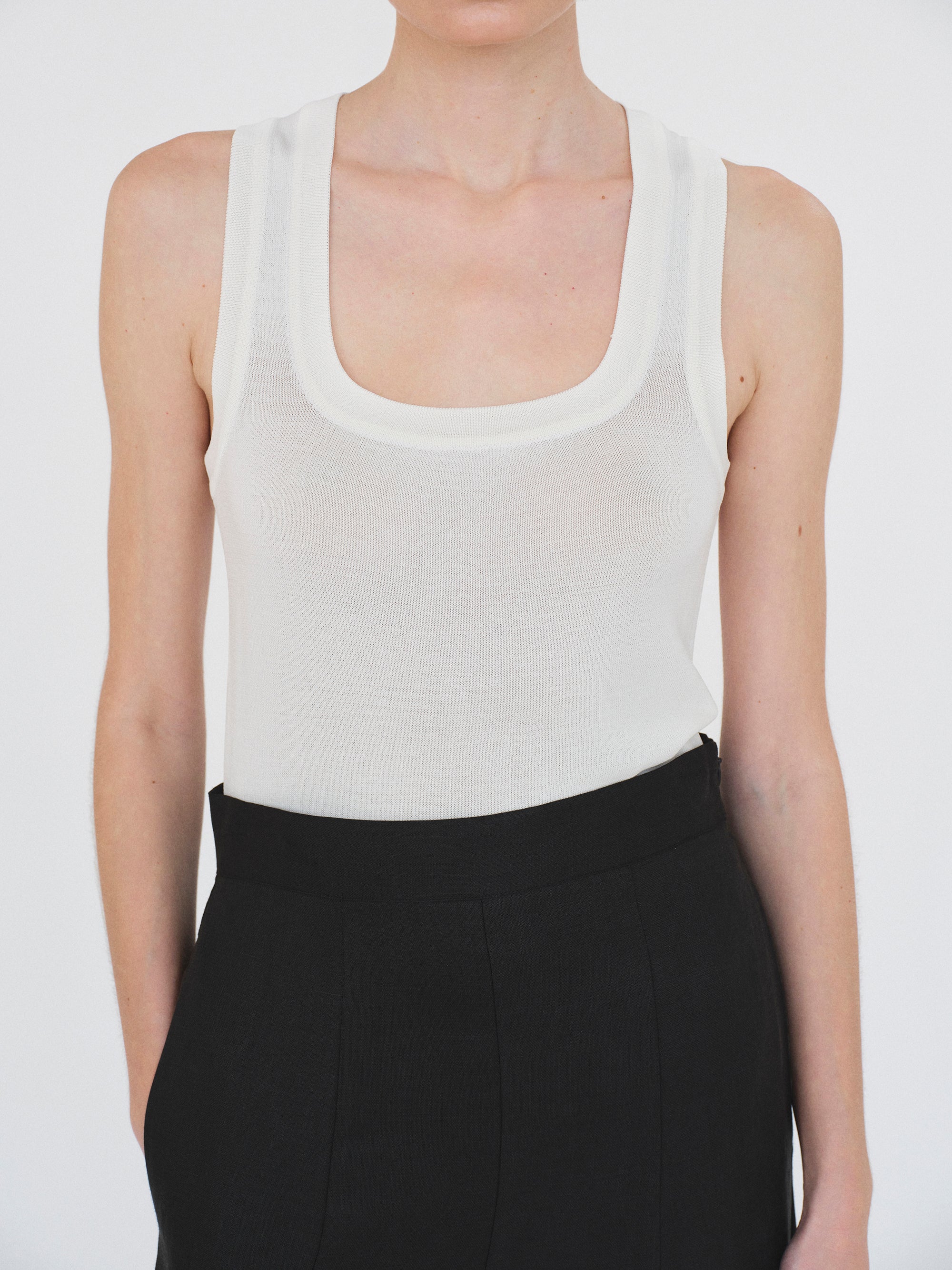 Rib-Knit Tank Top, White