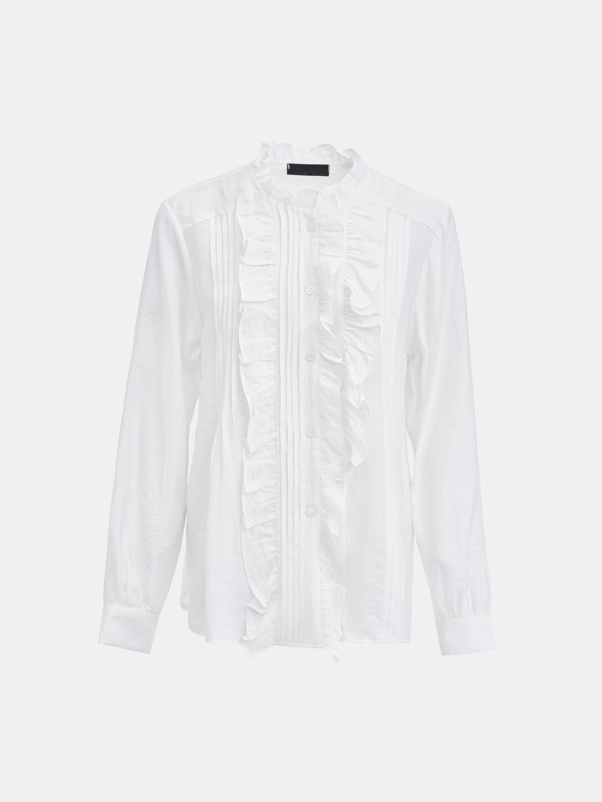 Striped Ruffle Shirt, Ivory