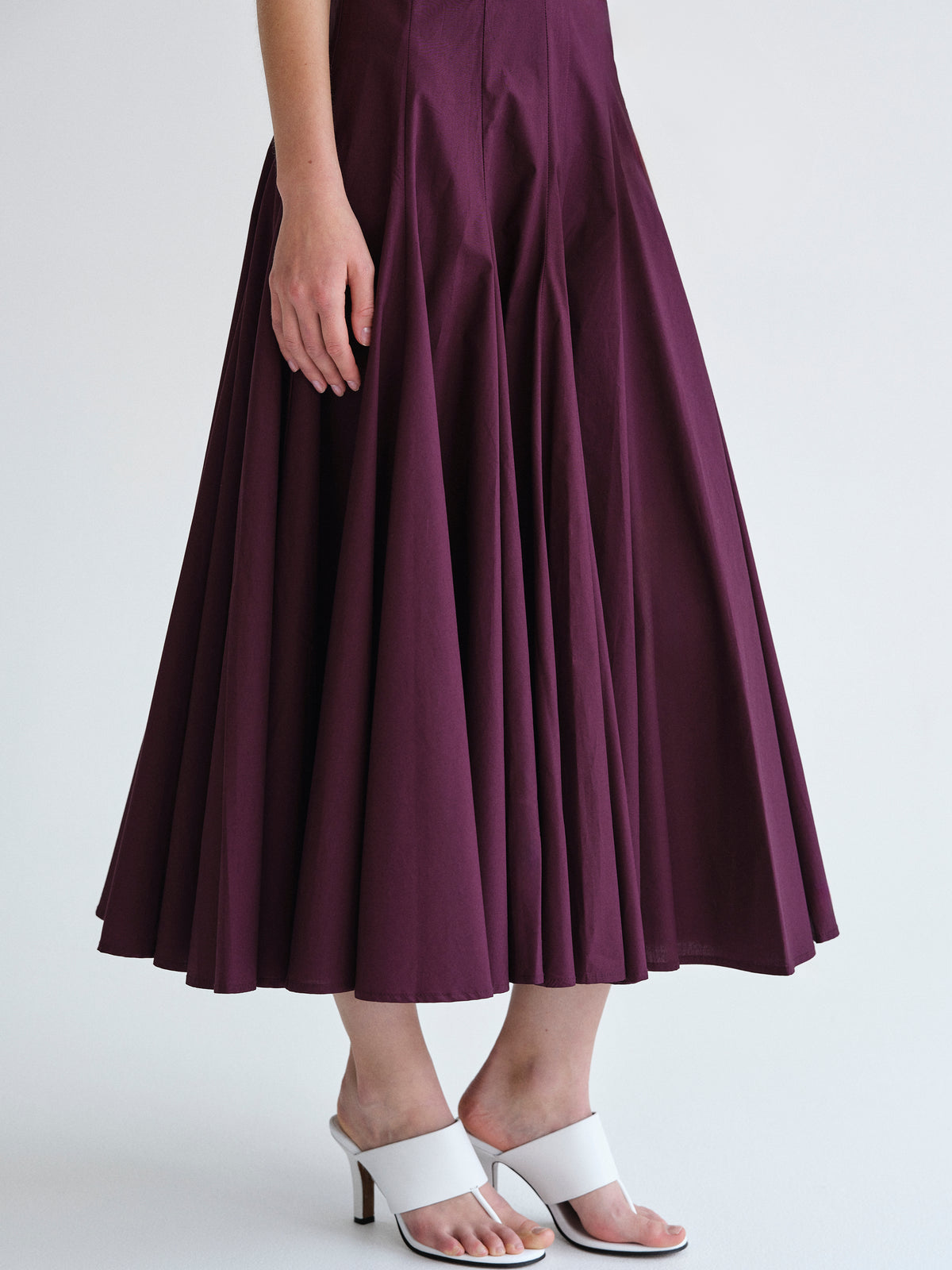 Owen Pleated Strap Dress, Wine
