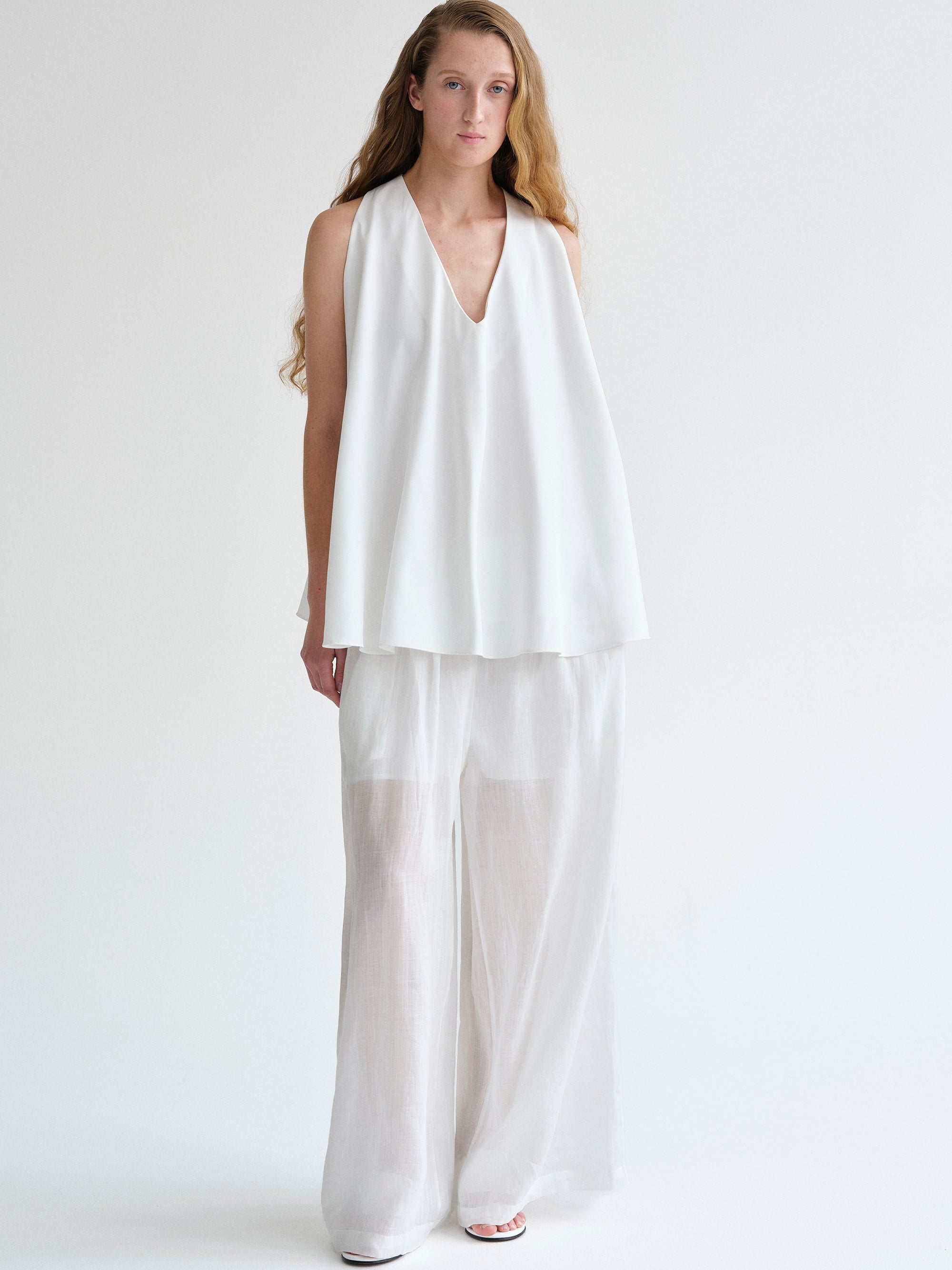 Racerback Satin Top, White