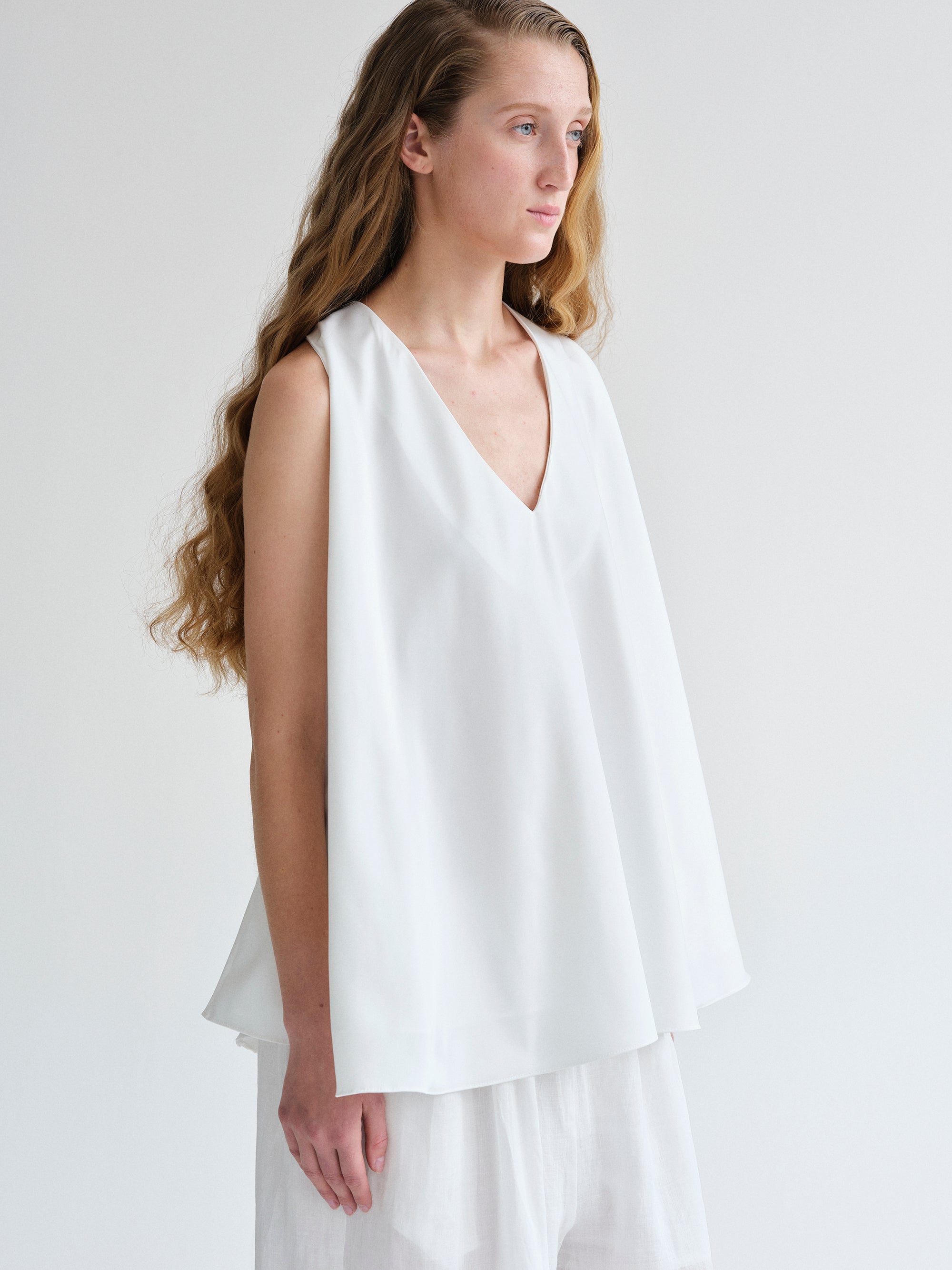 Racerback Satin Top, White