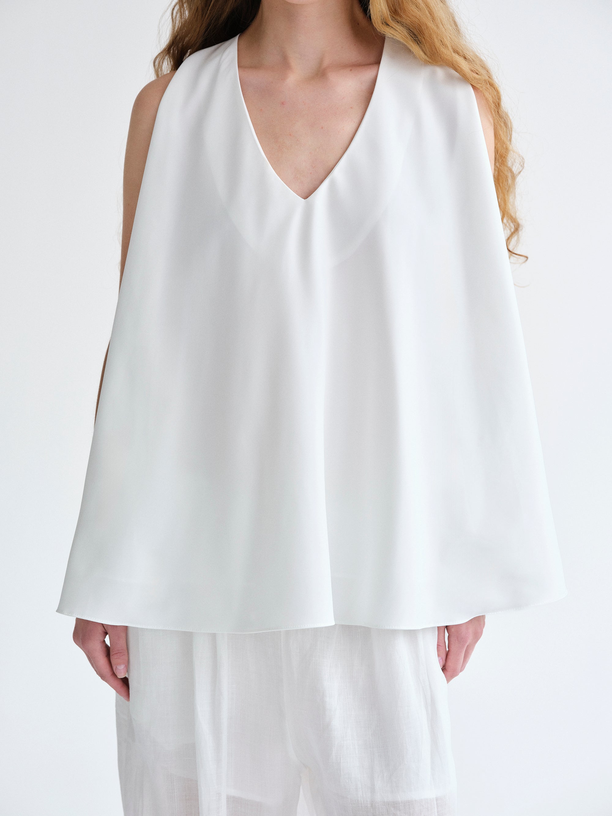 Racerback Satin Top, White