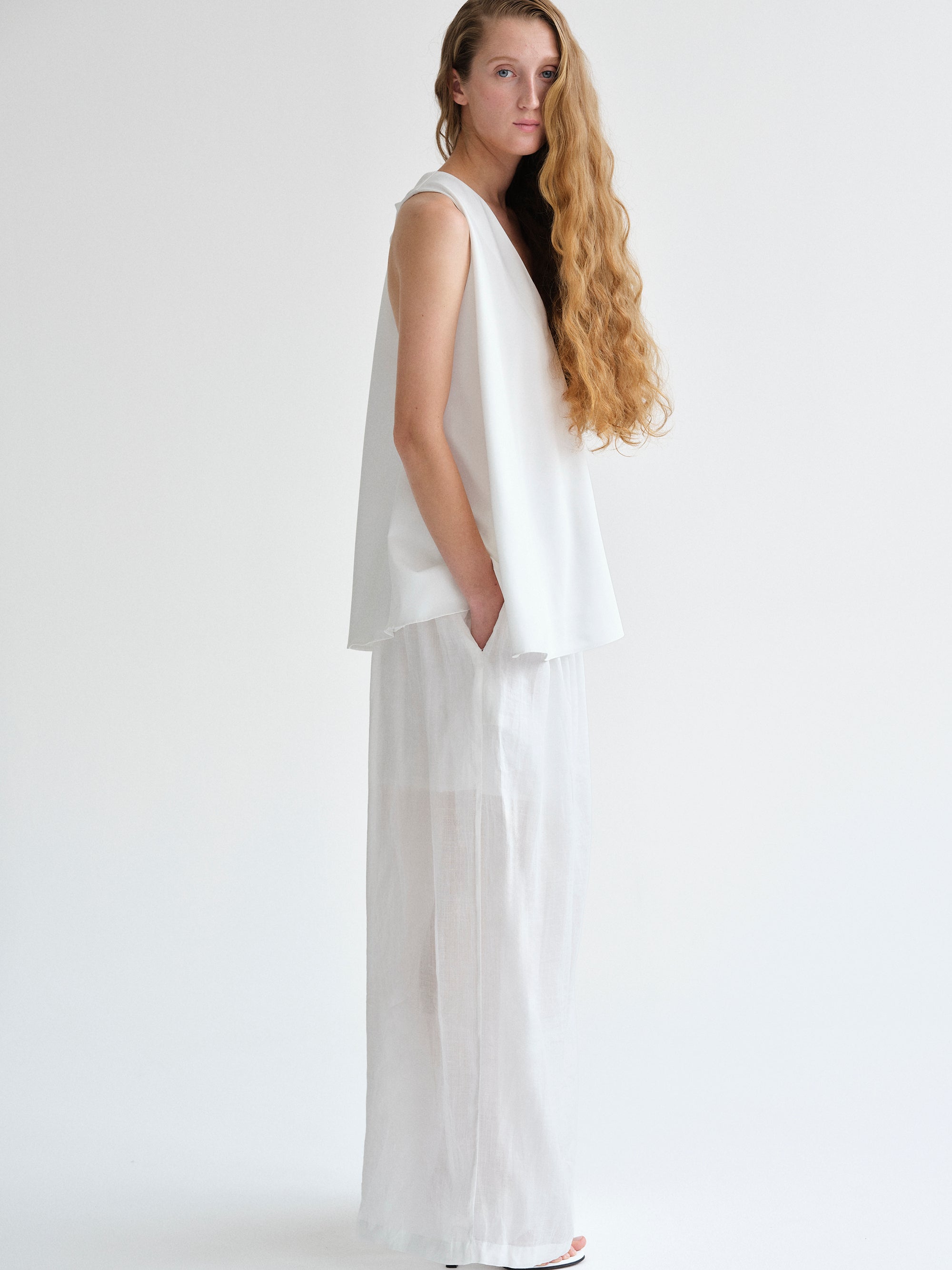 Racerback Satin Top, White