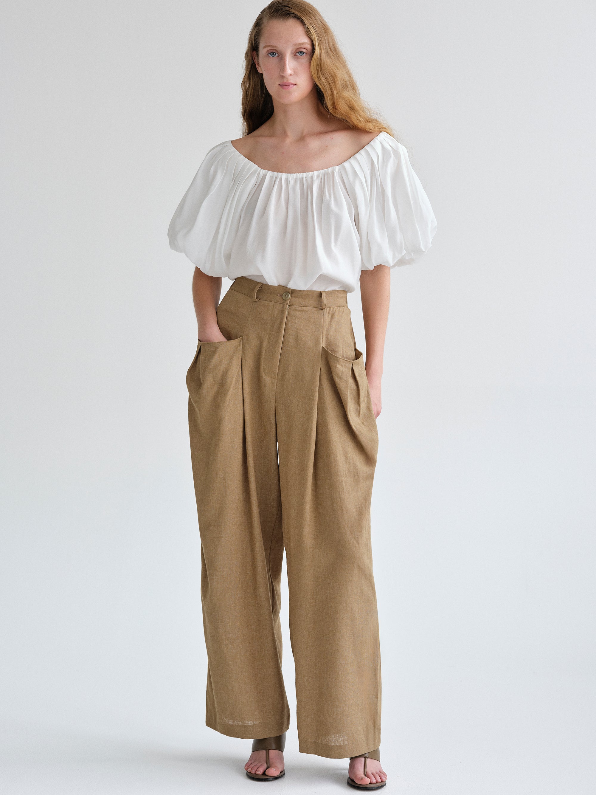 Patch Pocket Trousers, Tan