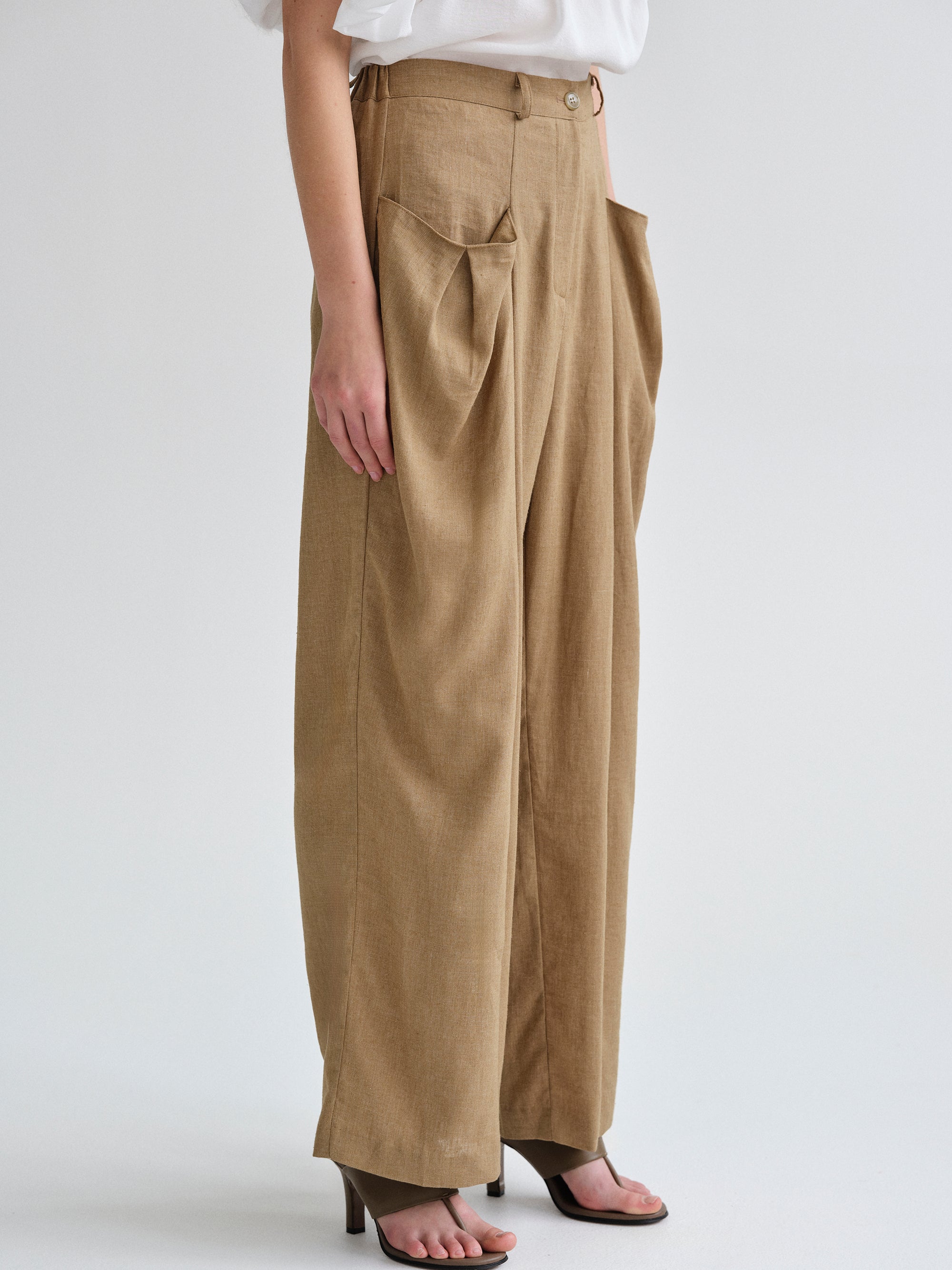 Patch Pocket Trousers, Tan