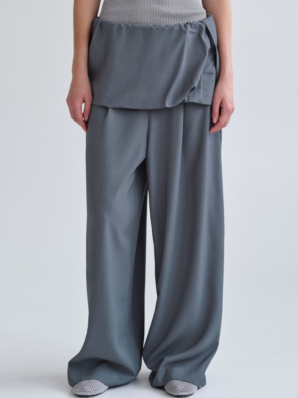 Stevie Fold-Over Trousers, Grey