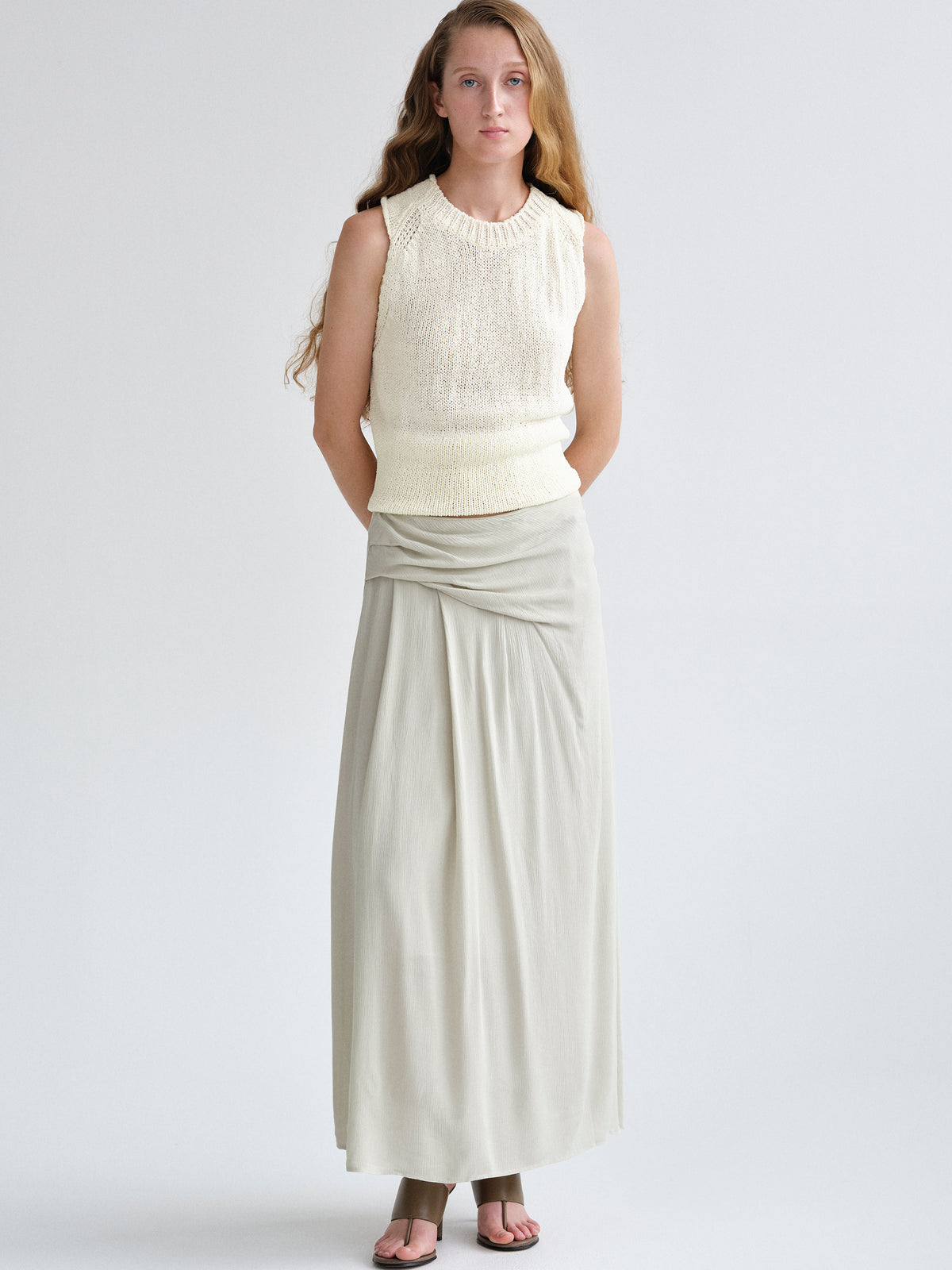 Zeren Back Knot Knit Top, Ivory