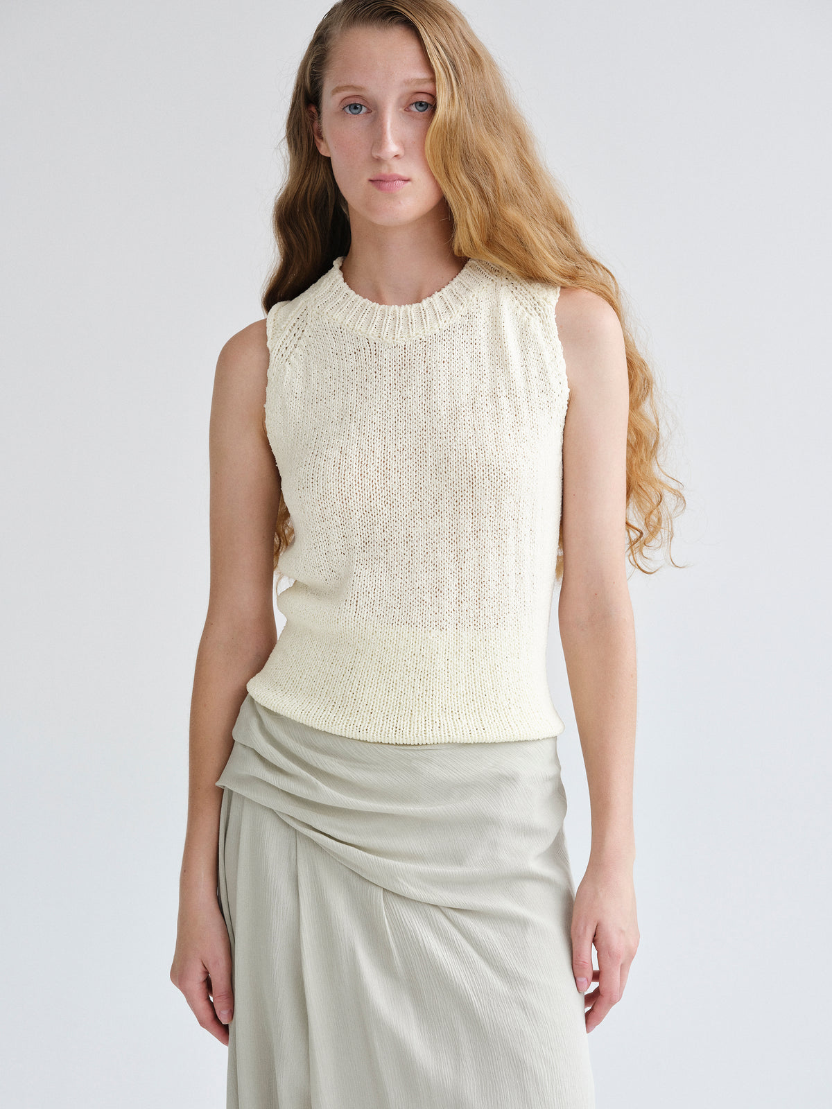 Zeren Back Knot Knit Top, Ivory