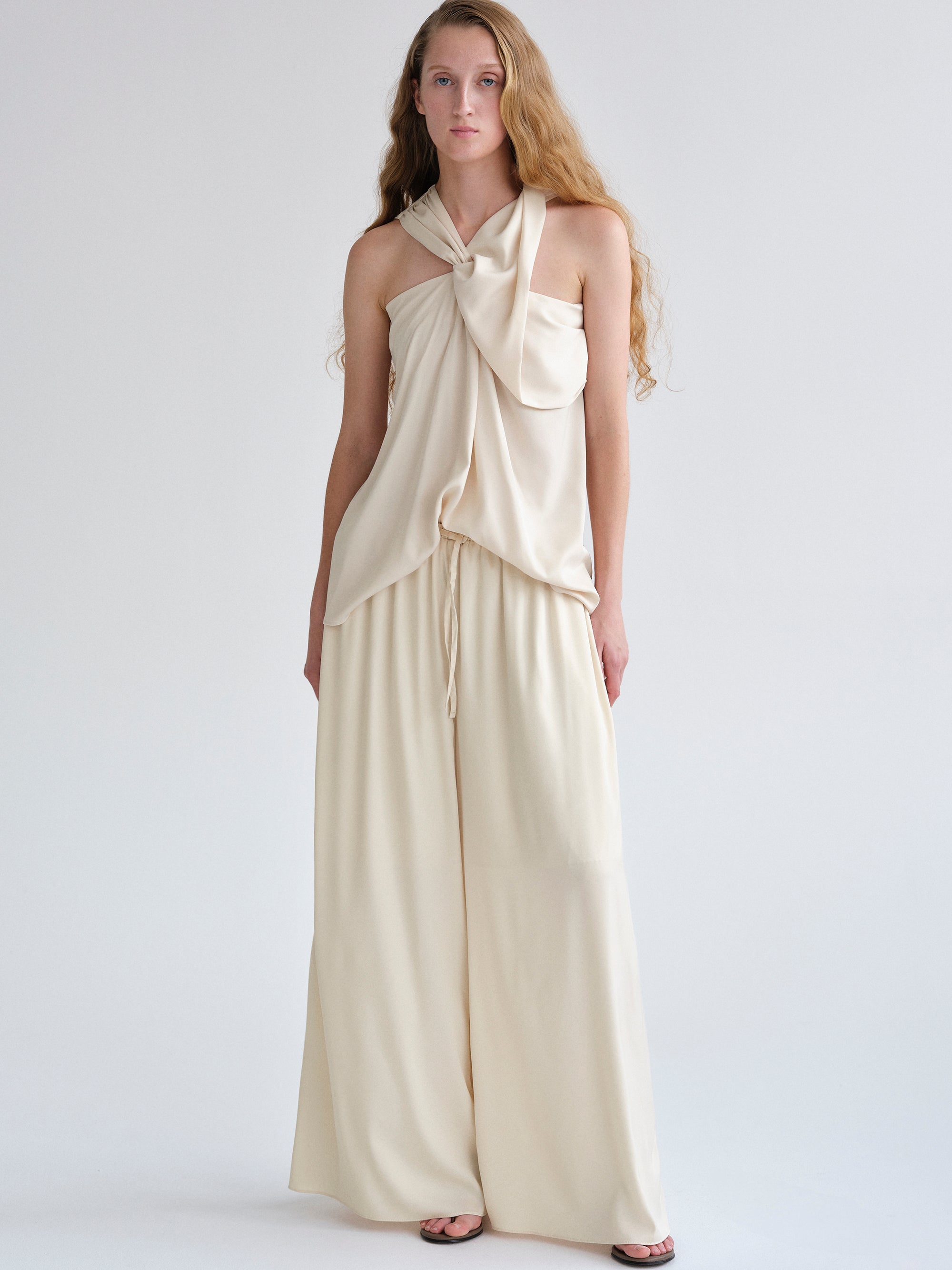 Twisted Draped Top, Nude