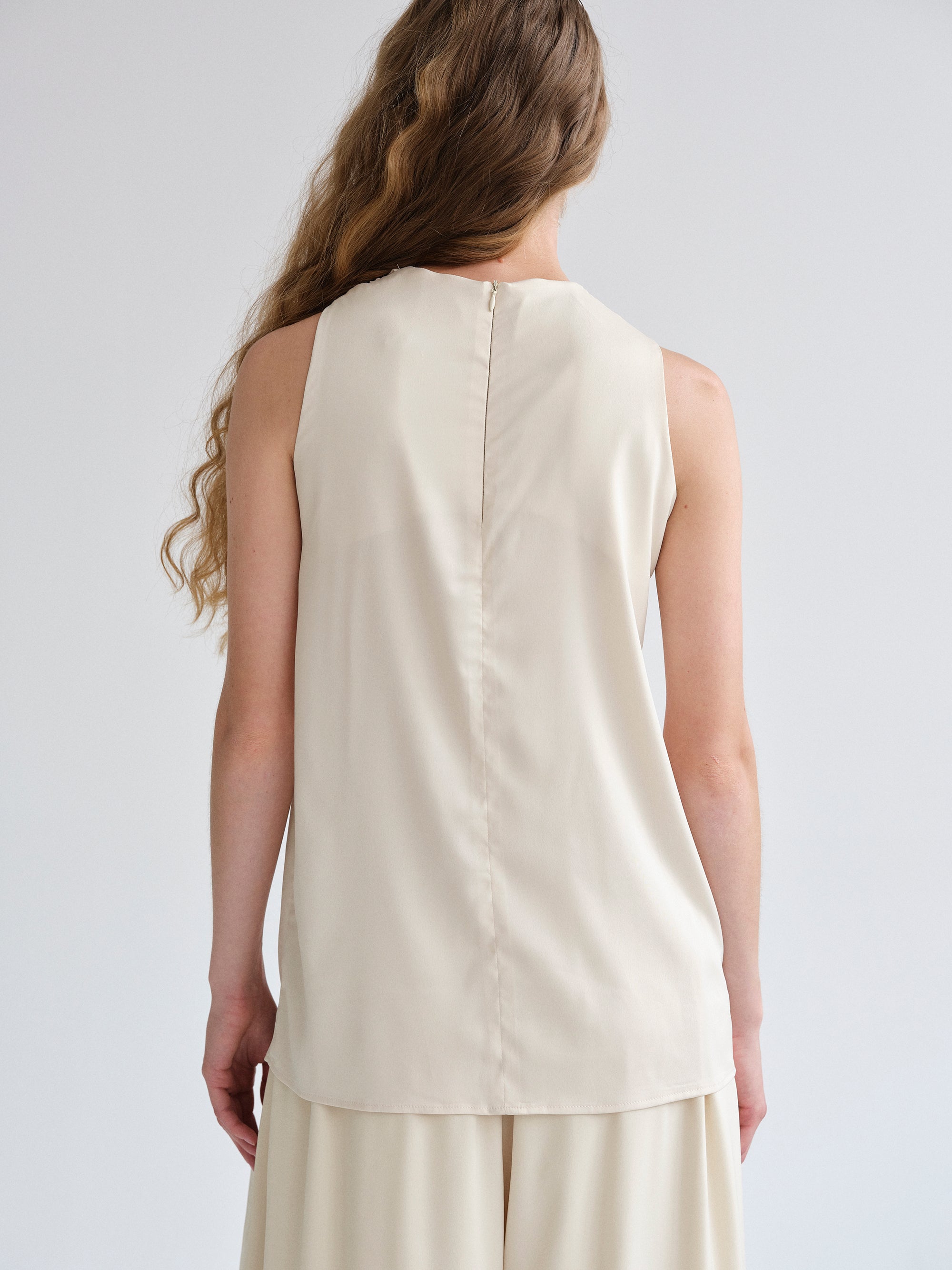 Twisted Draped Top, Nude