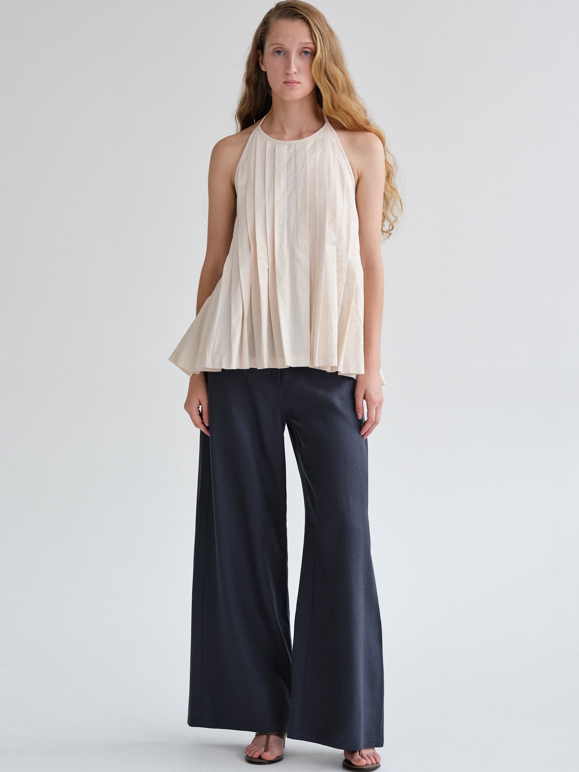 Backless Pleated Top, Ivory