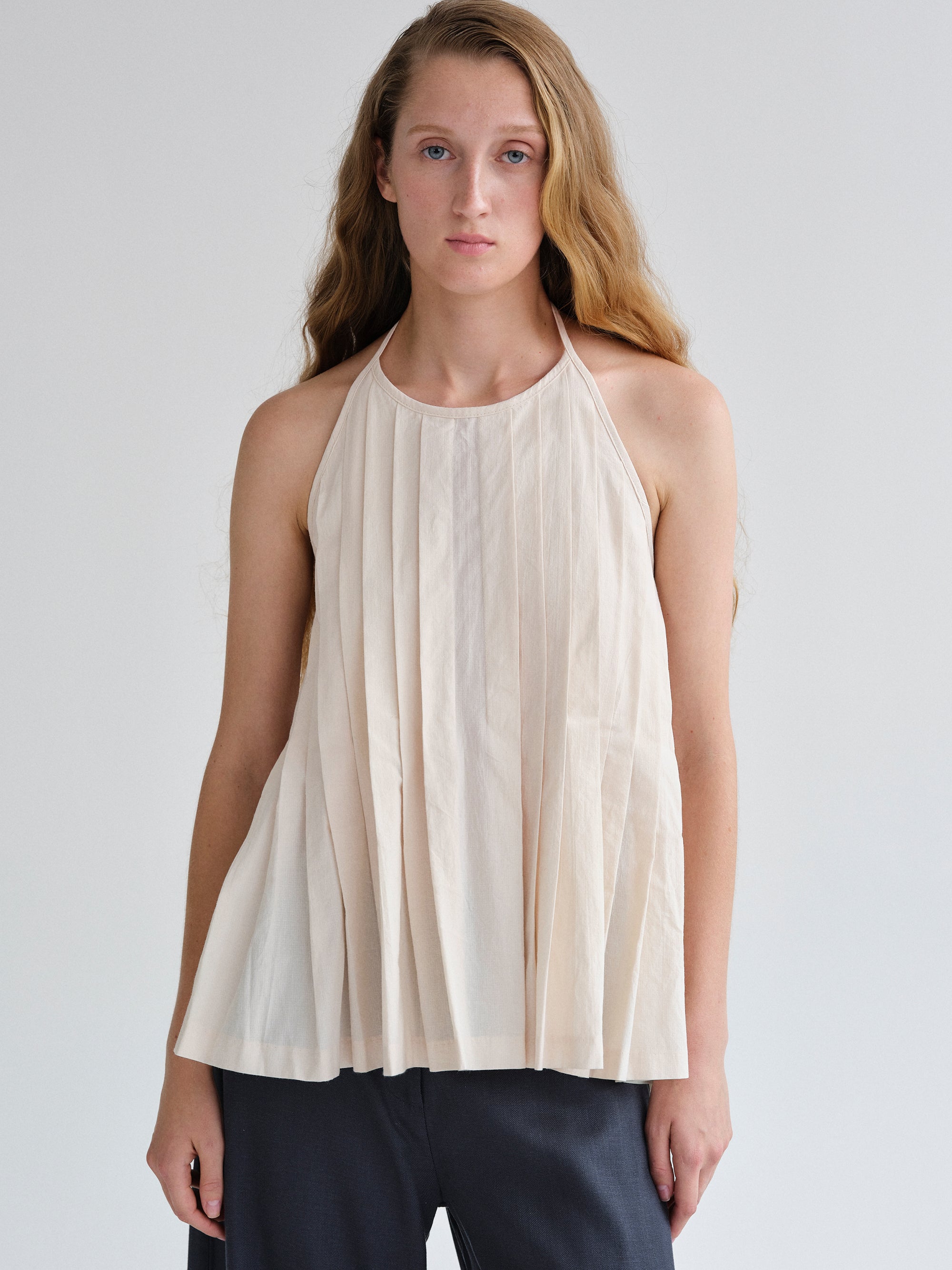 Backless Pleated Top, Ivory