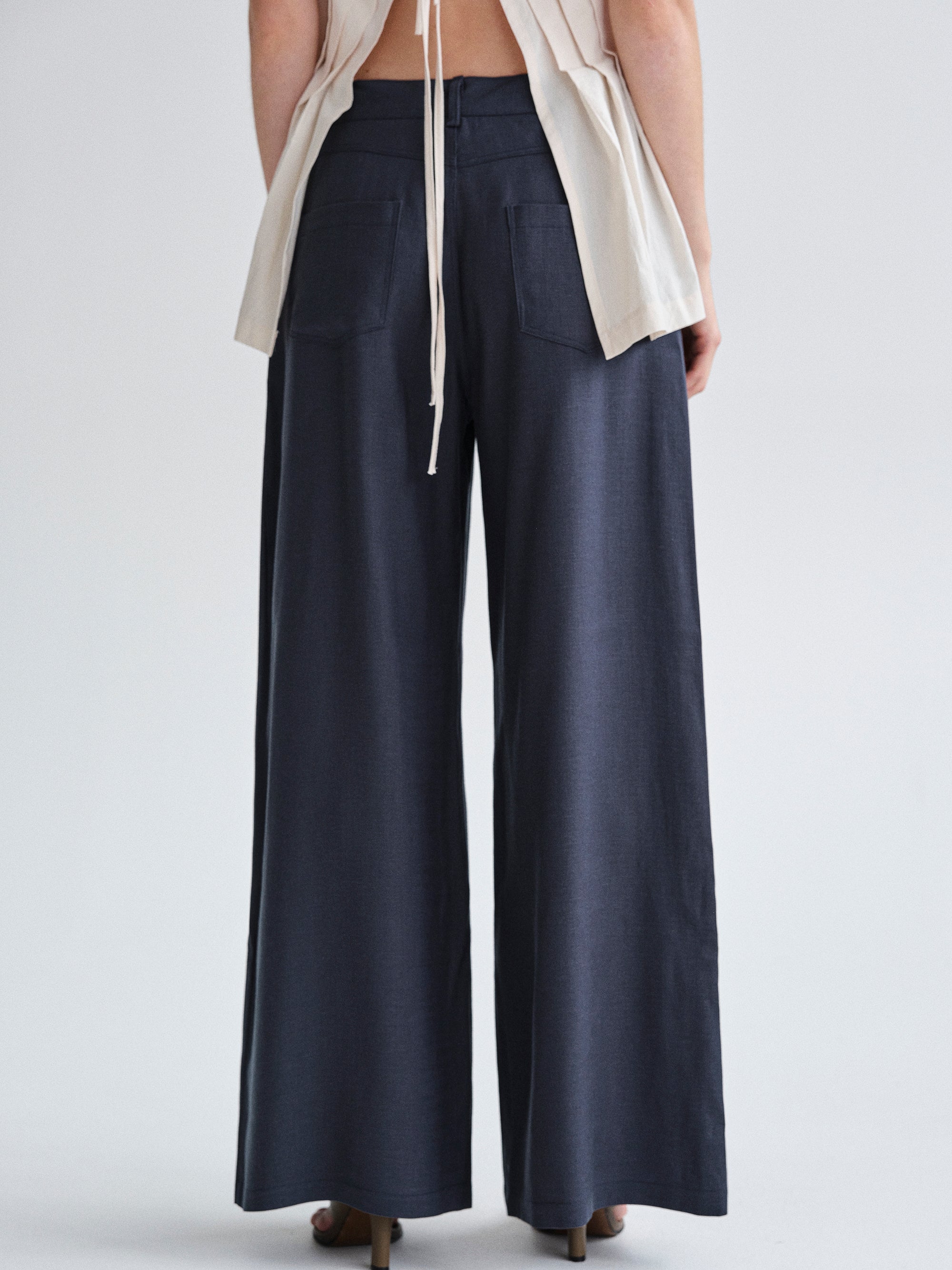 Fluid Tencel Denim Pants, Navy