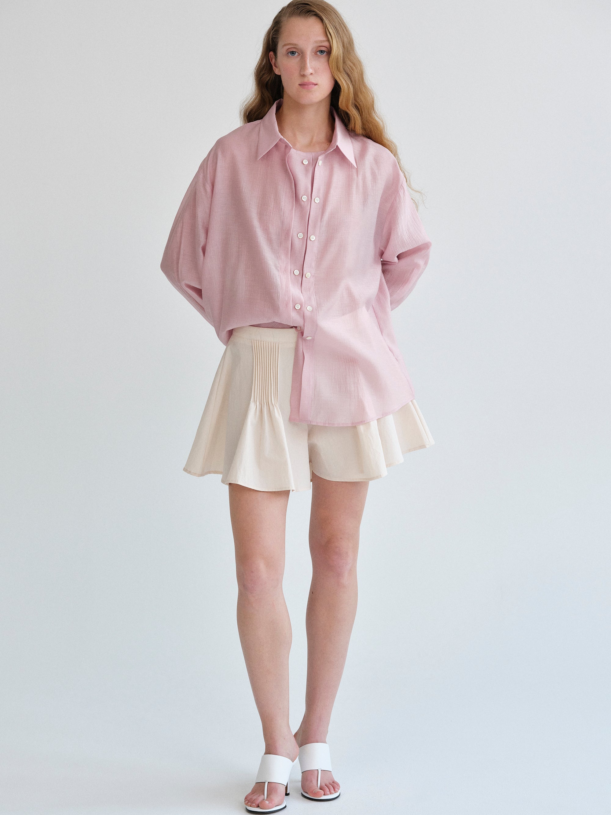 Pleat Balloon Shorts, Ivory