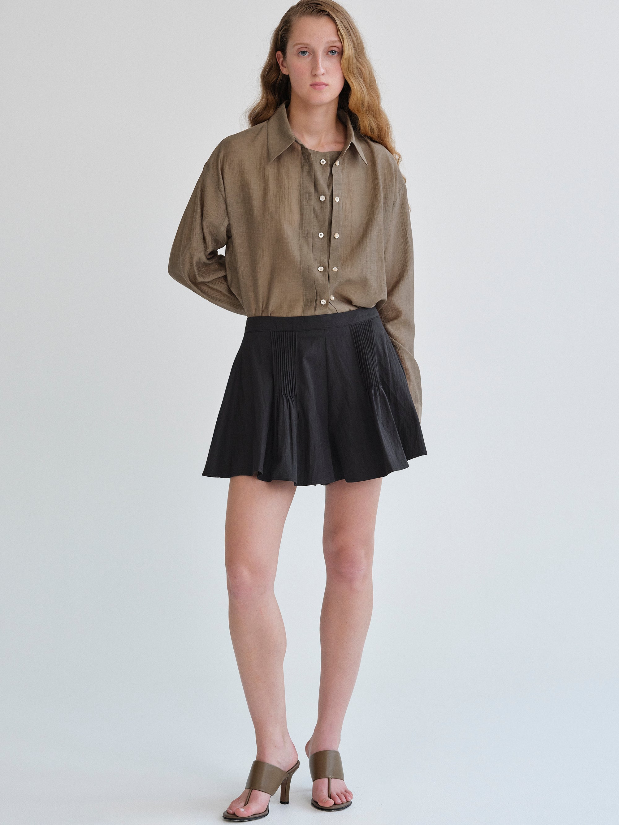 Pleat Balloon Shorts, Black