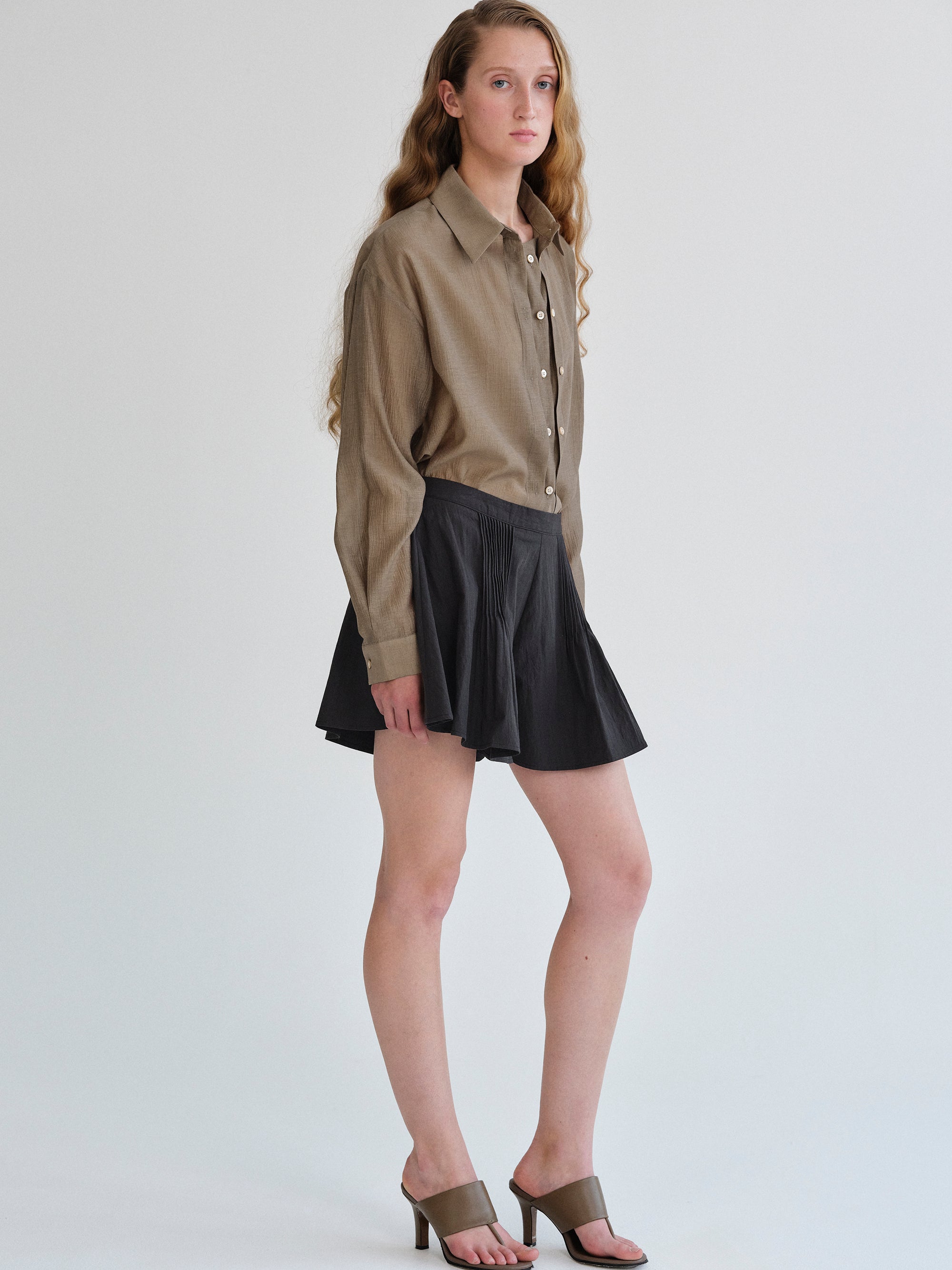 Pleat Balloon Shorts, Black