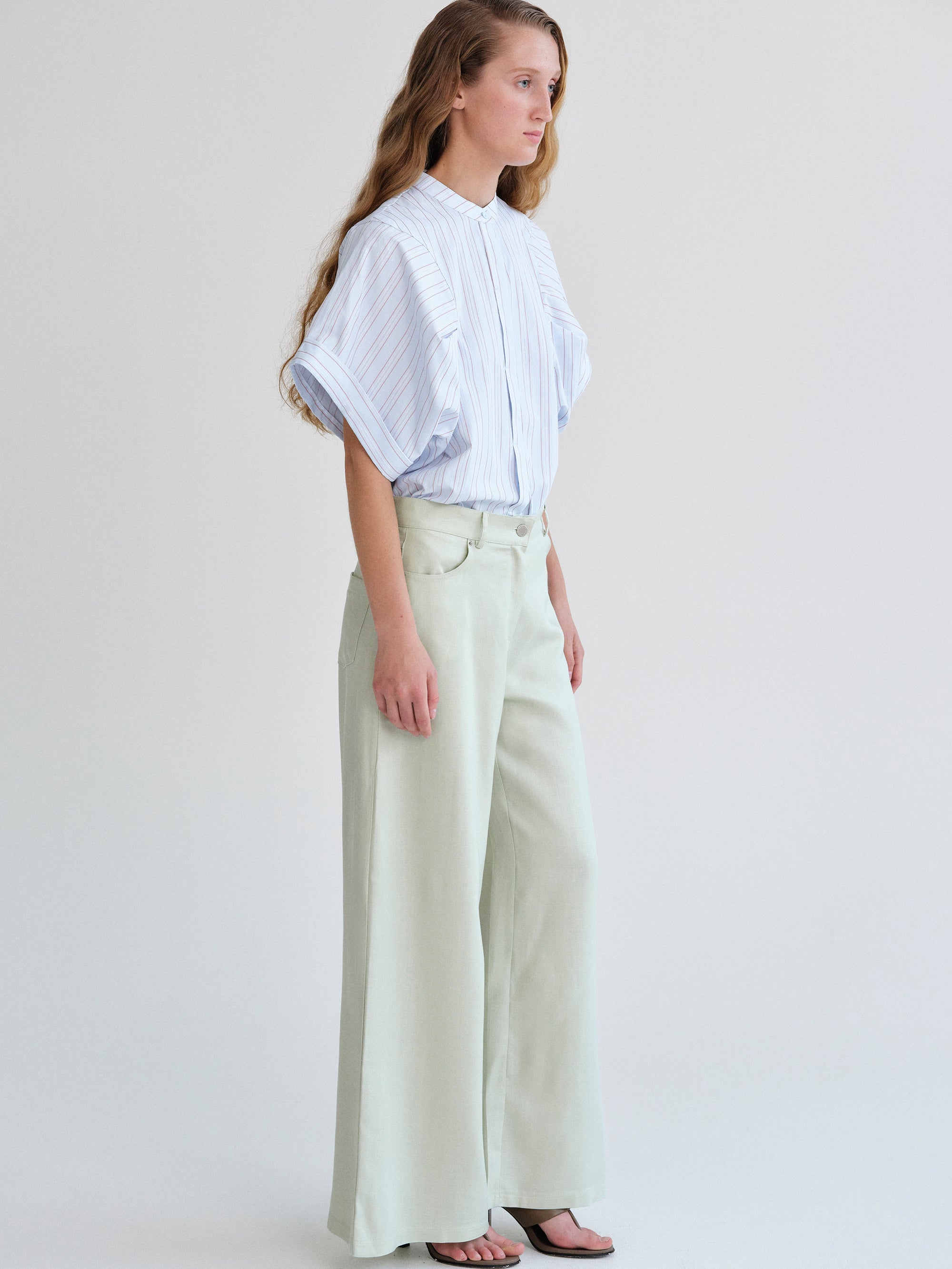 Fluid Tencel Denim Pants, Mint