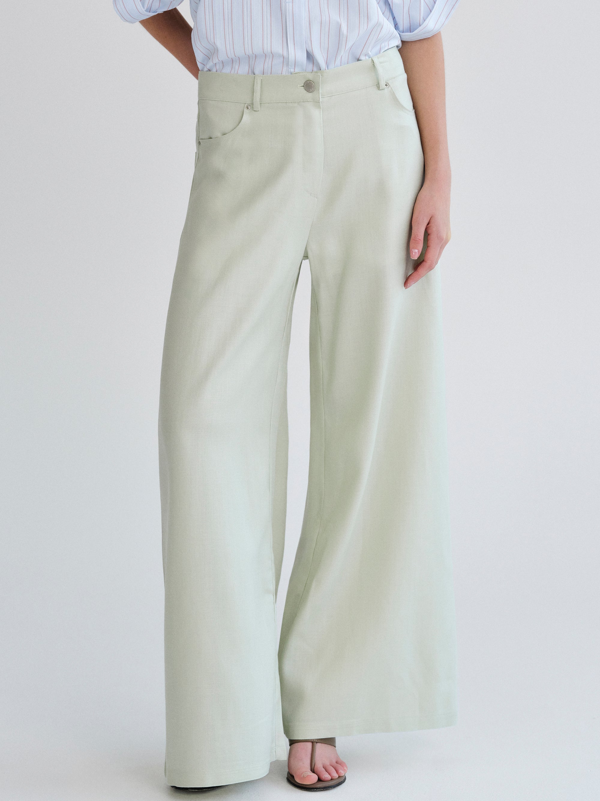 Fluid Tencel Denim Pants, Mint