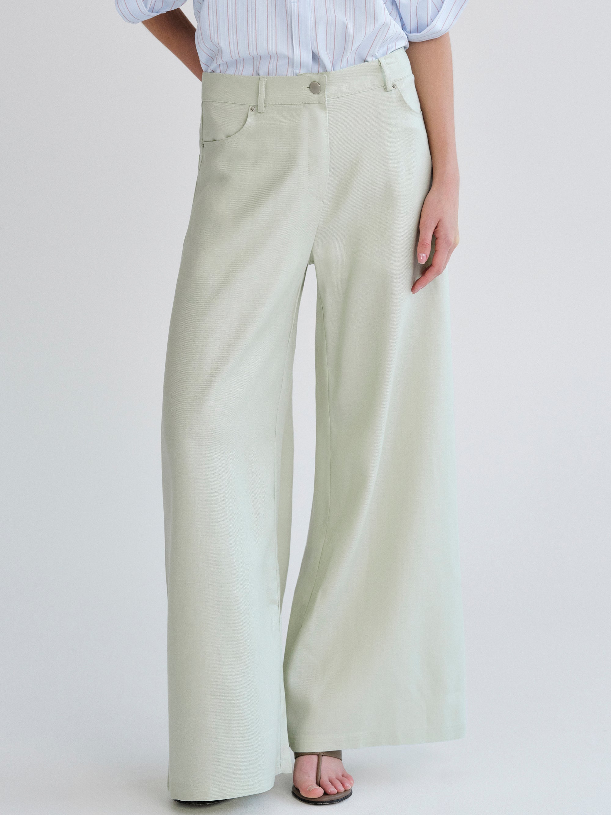 Mirko Fluid Tencel Denim Pants, Mint