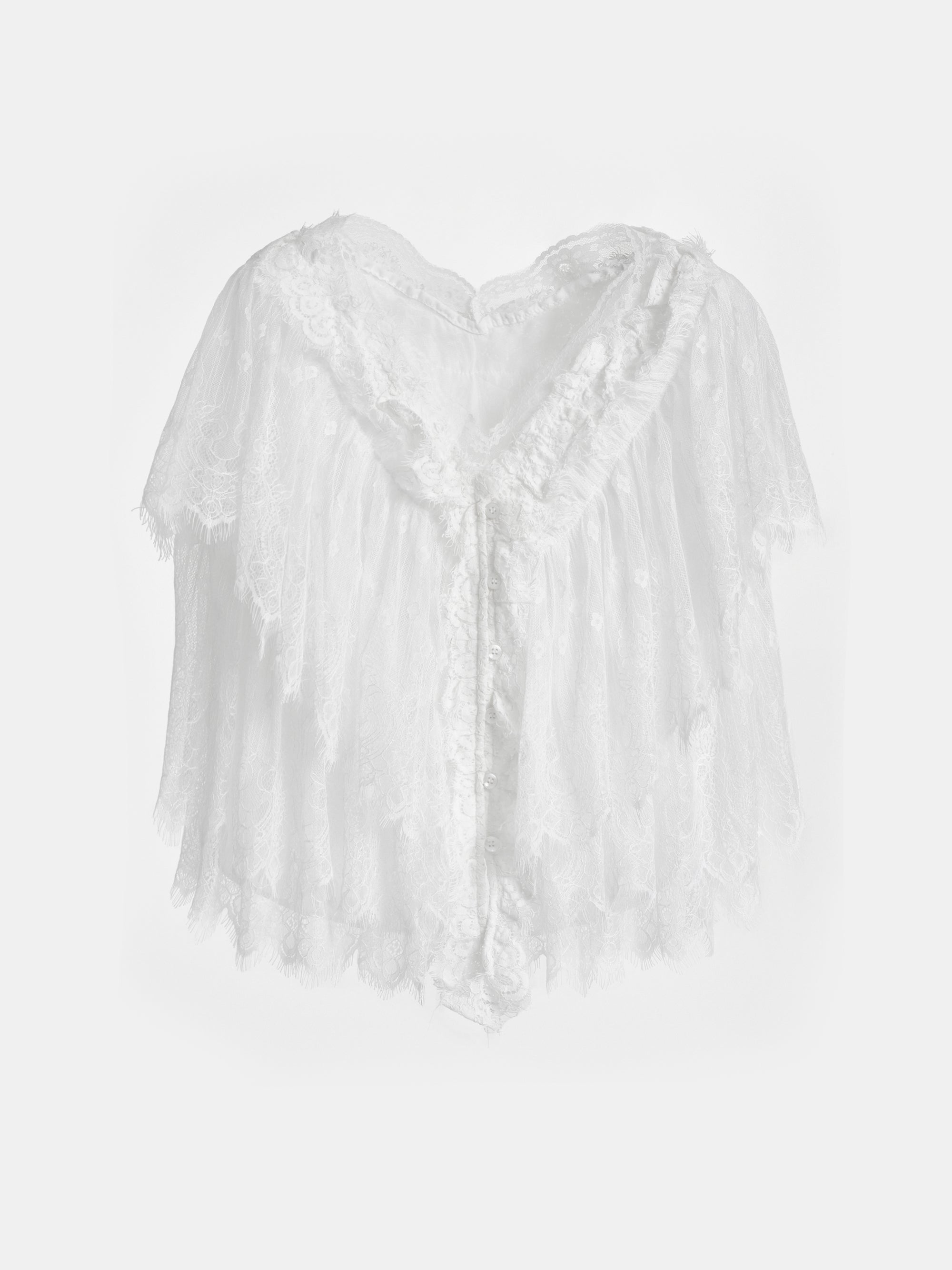 Tiered Lace Blouse, White