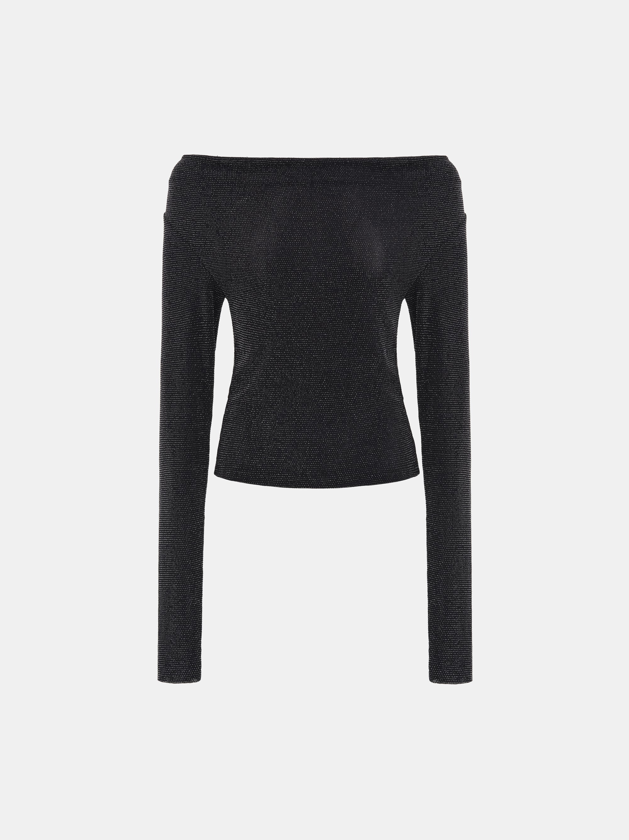 Strass Draped Top, Black