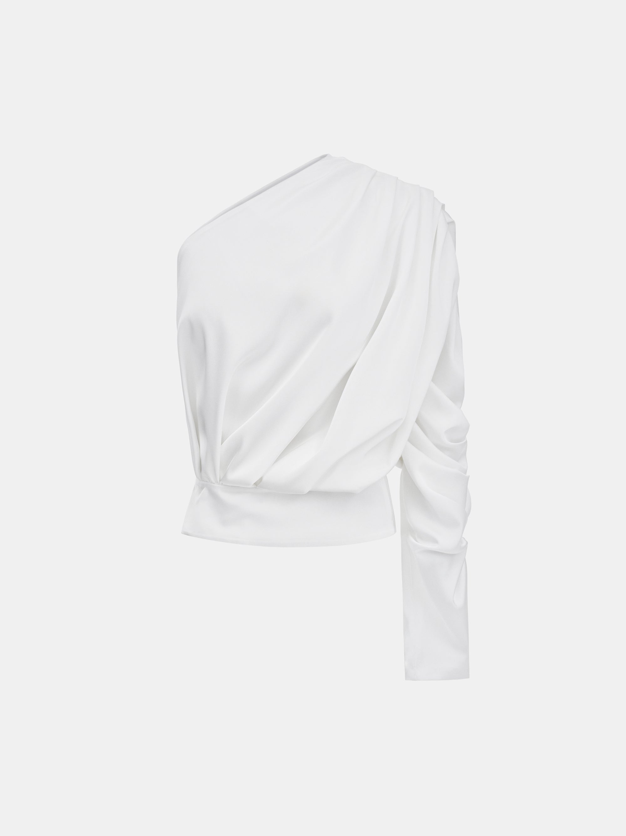 Simona One-Shoulder Blouse, White