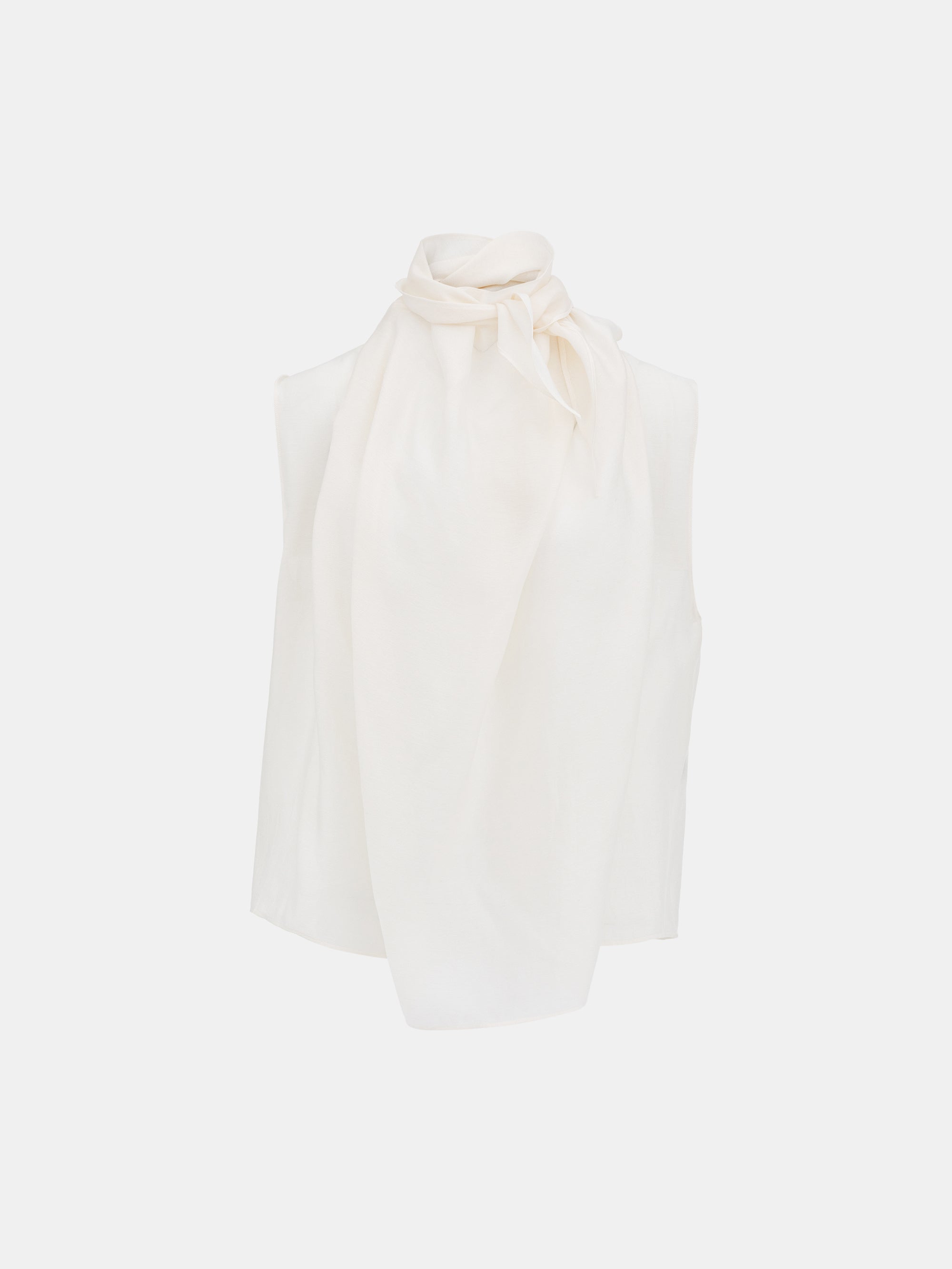 Scarf-Neck Blouse, White