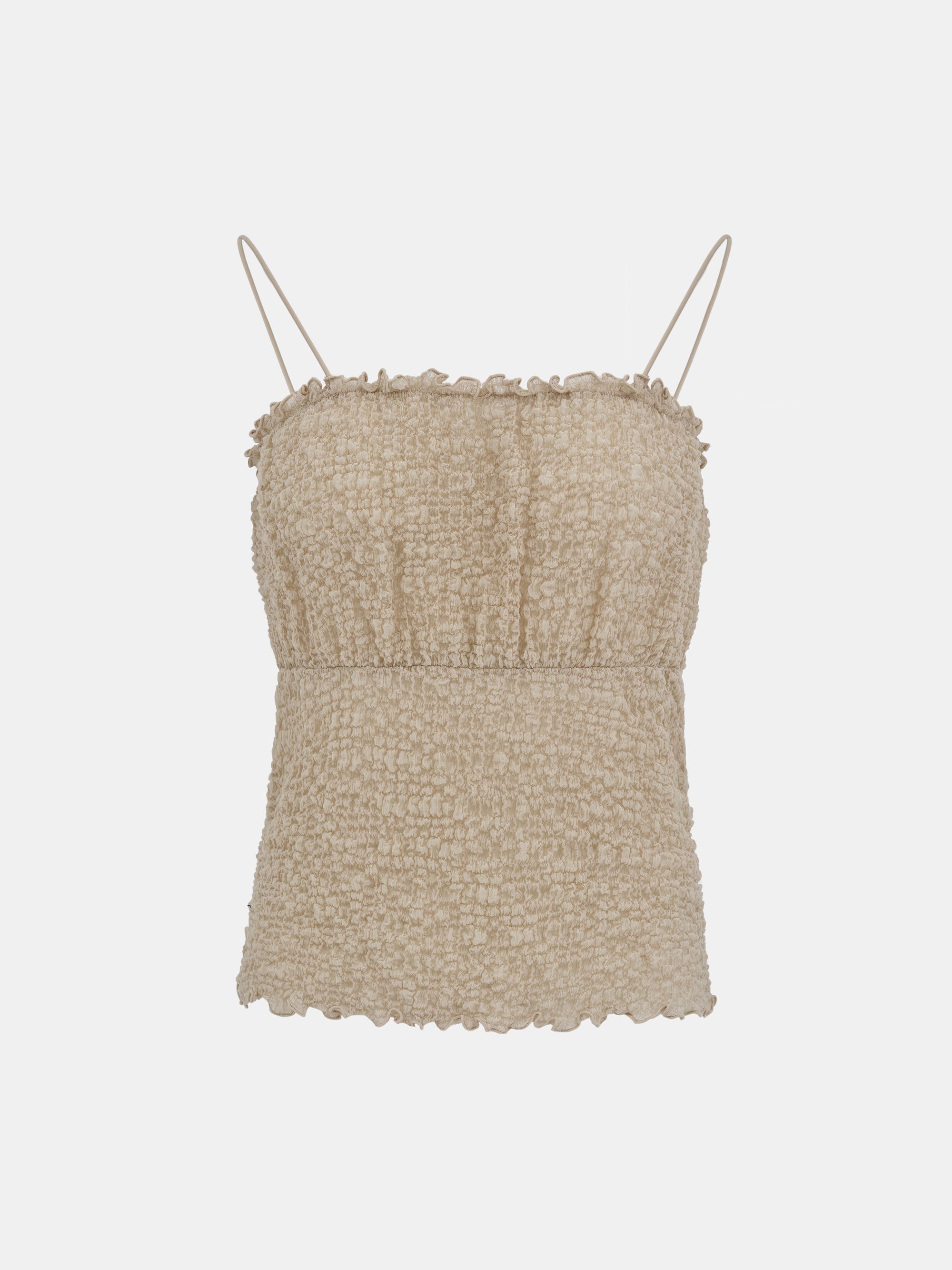 Shirred Tank Top, Nude