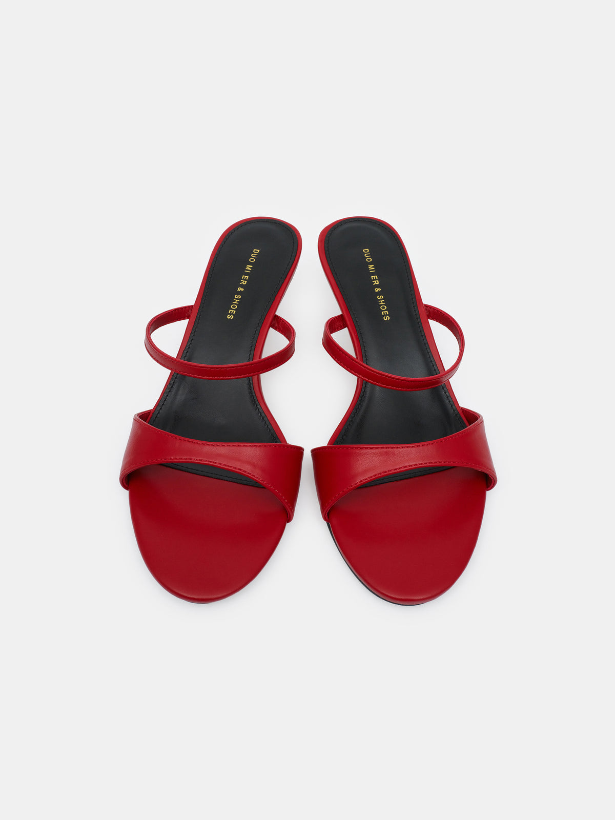 Faux-Leather Heeled Mules, Red