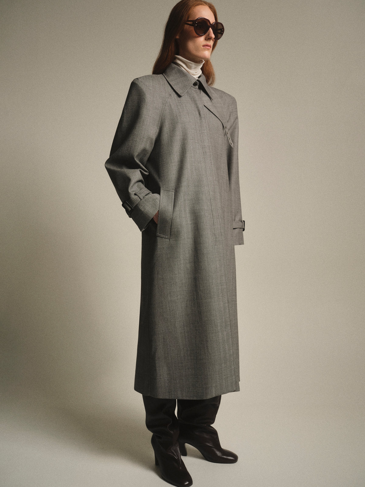 Rota Tailored Belted Overcoat, Grey