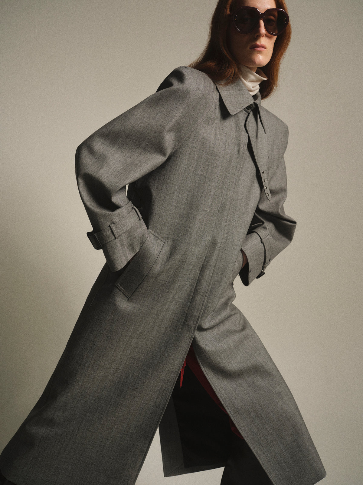 Rota Tailored Belted Overcoat, Grey