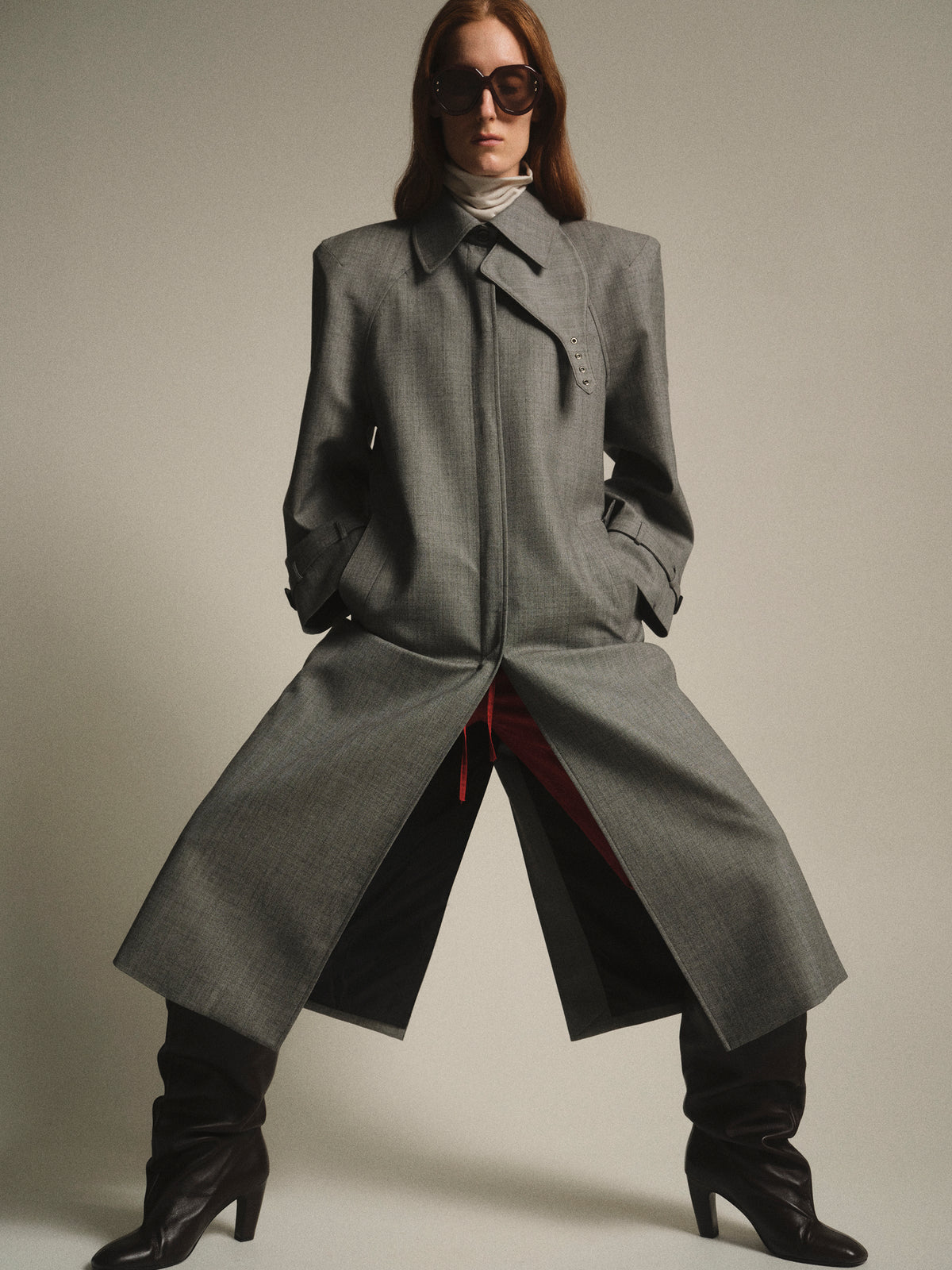 Rota Tailored Belted Overcoat, Grey