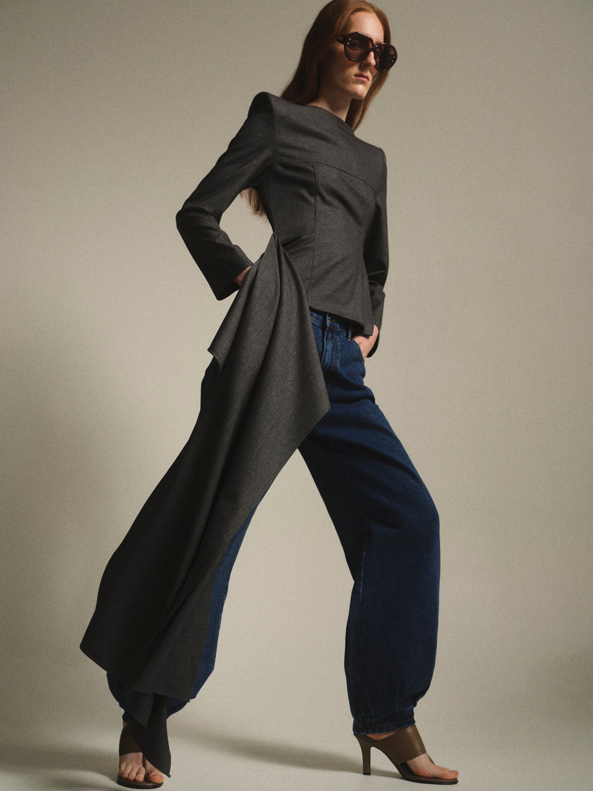 Nevis Asymmetric Panel Top, Charcoal