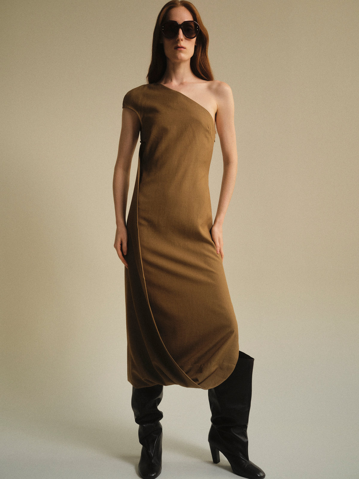 Hasta Asymmetric Dress, Beige