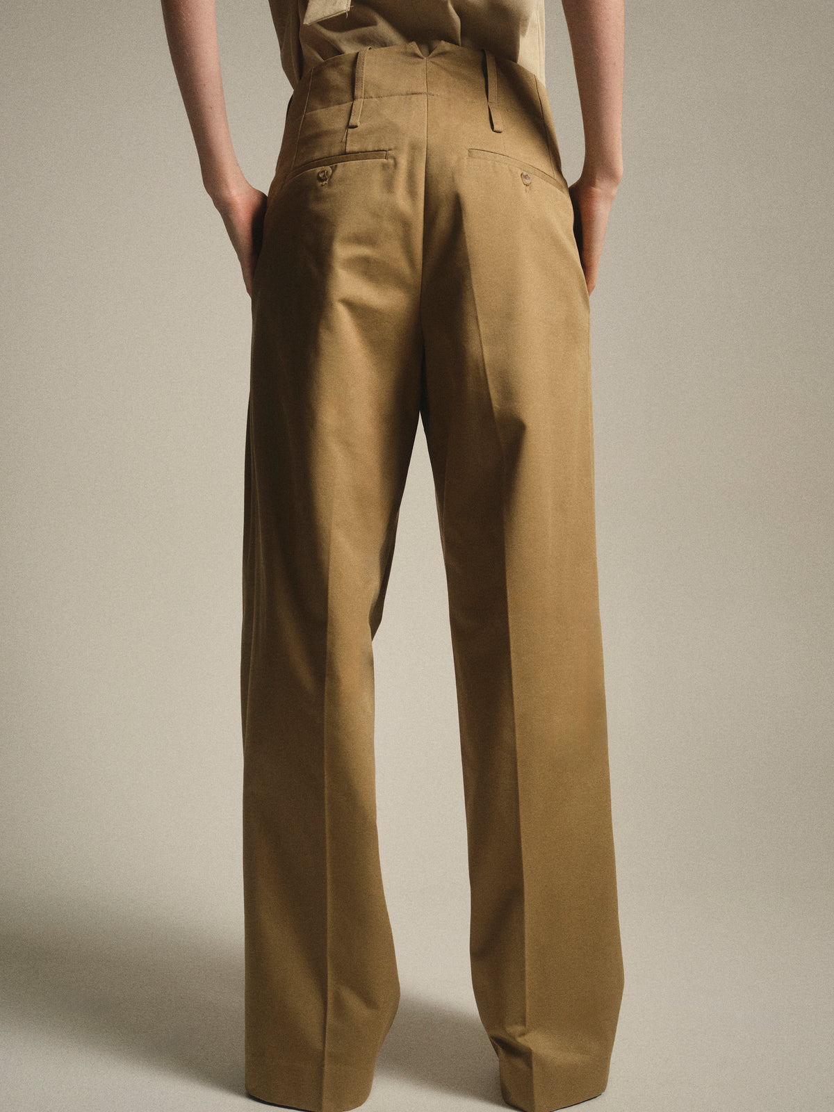 Dalston Double Waistband Chino Trousers, Beige