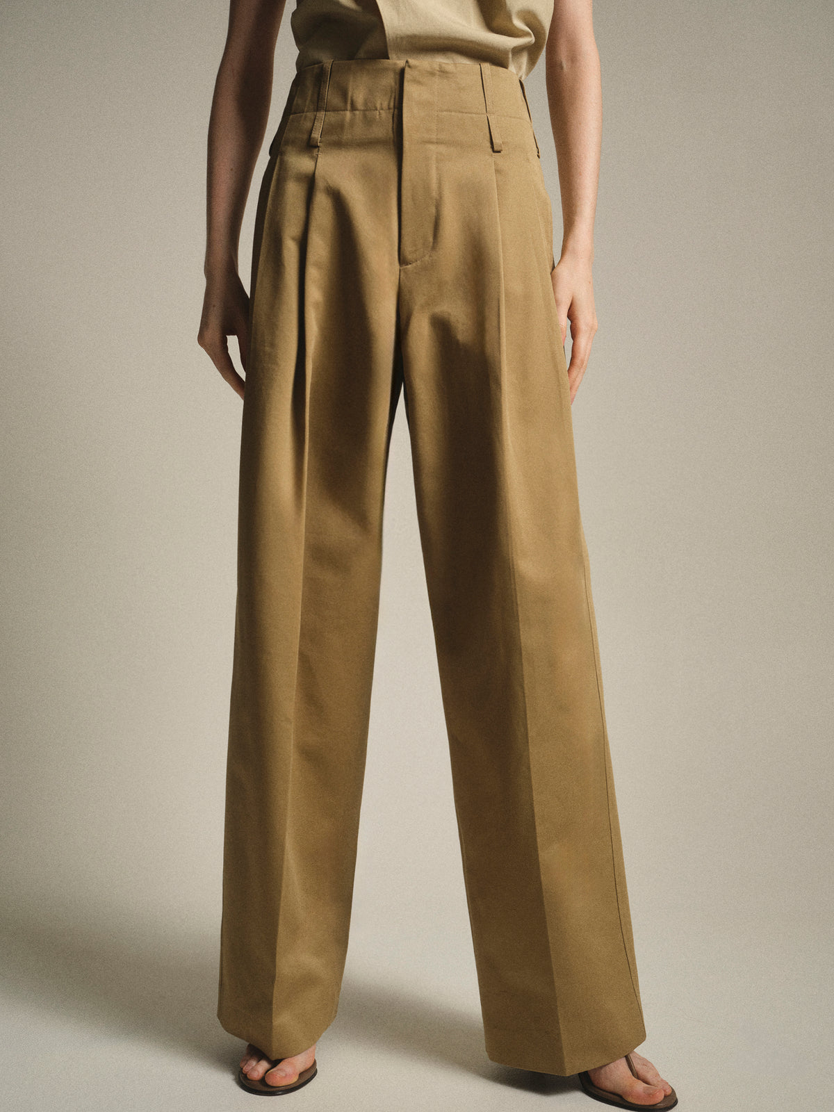 Dalston Double Waistband Chino Trousers, Beige