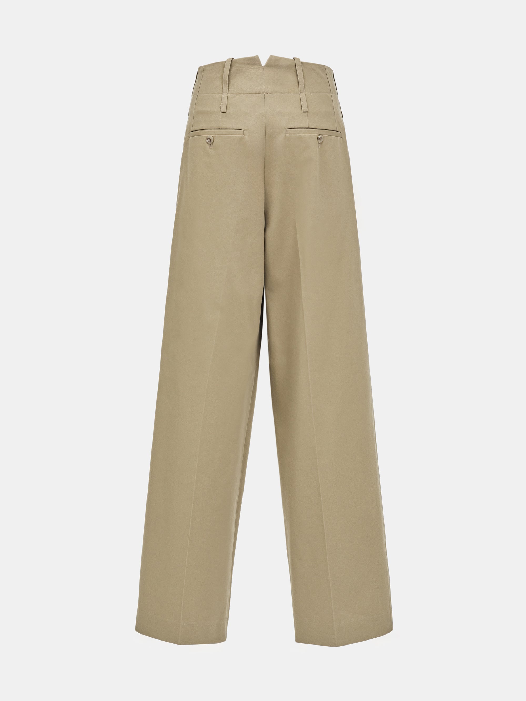 Double Waistband Chino Trousers, Beige