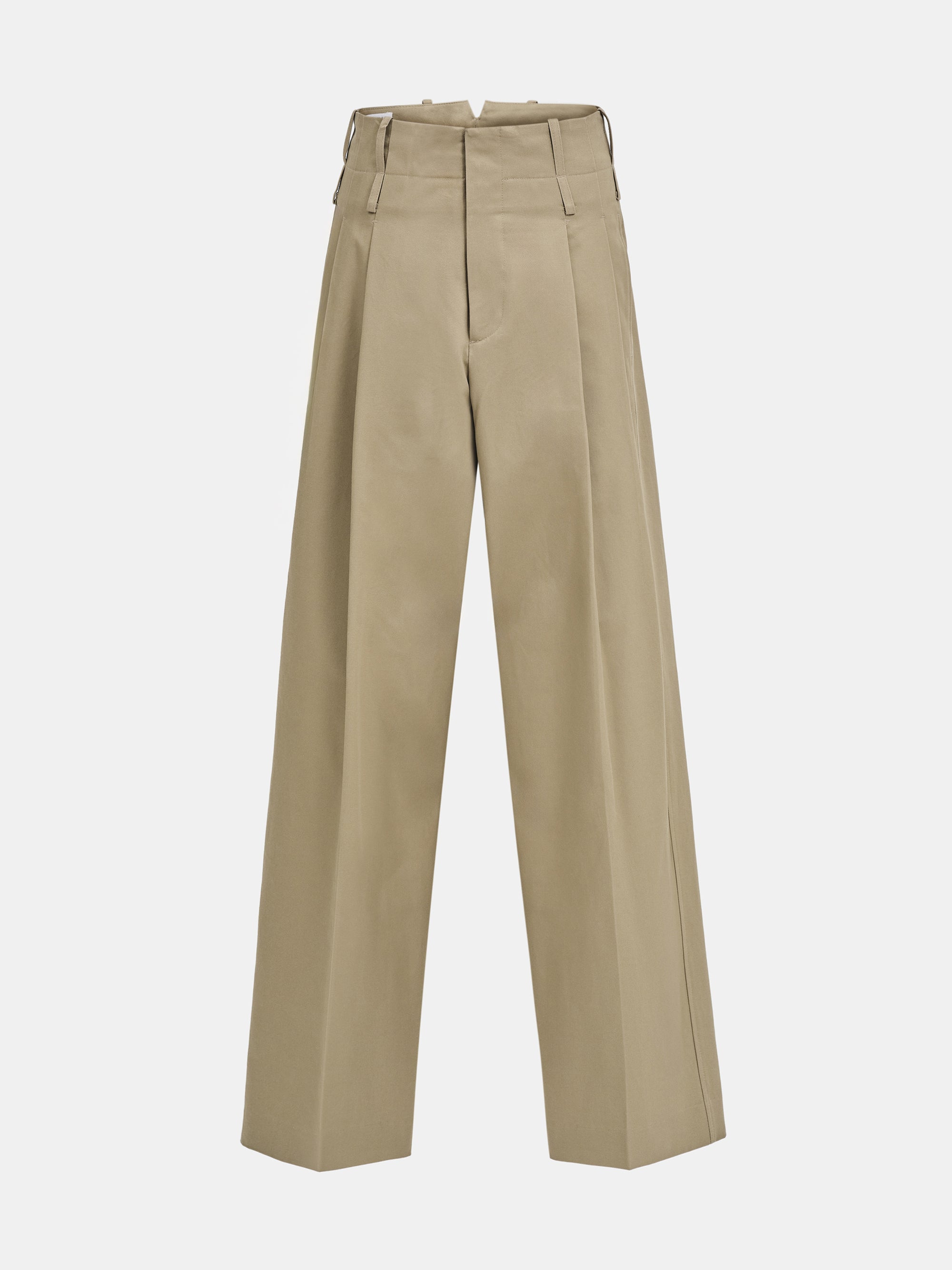 Double Waistband Chino Trousers, Beige
