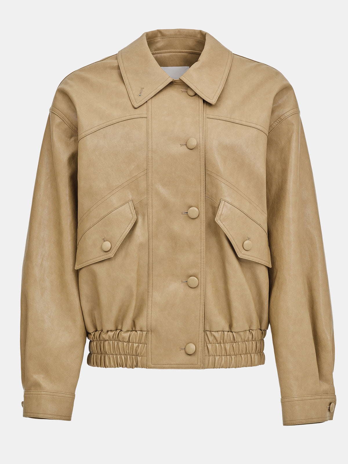 Faux-Leather Bomber Jacket, Butter