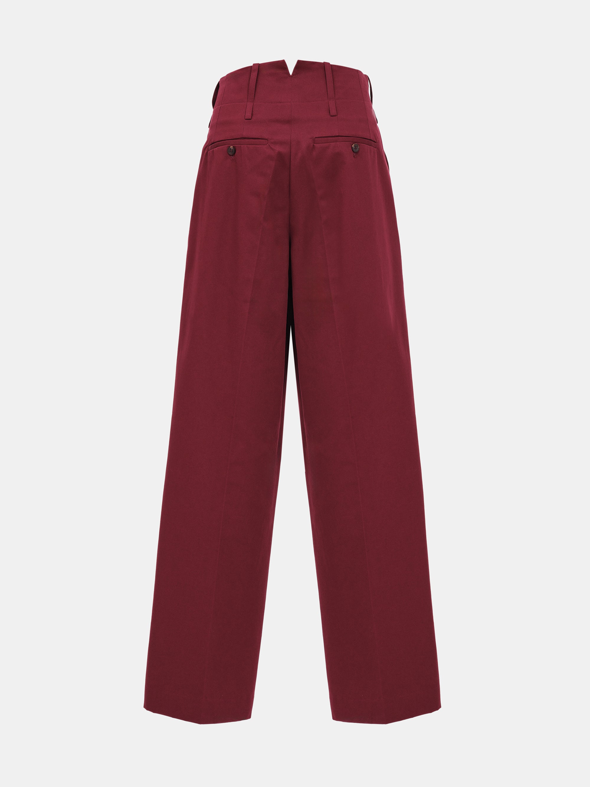 Double Waistband Chino Trousers, Burgundy