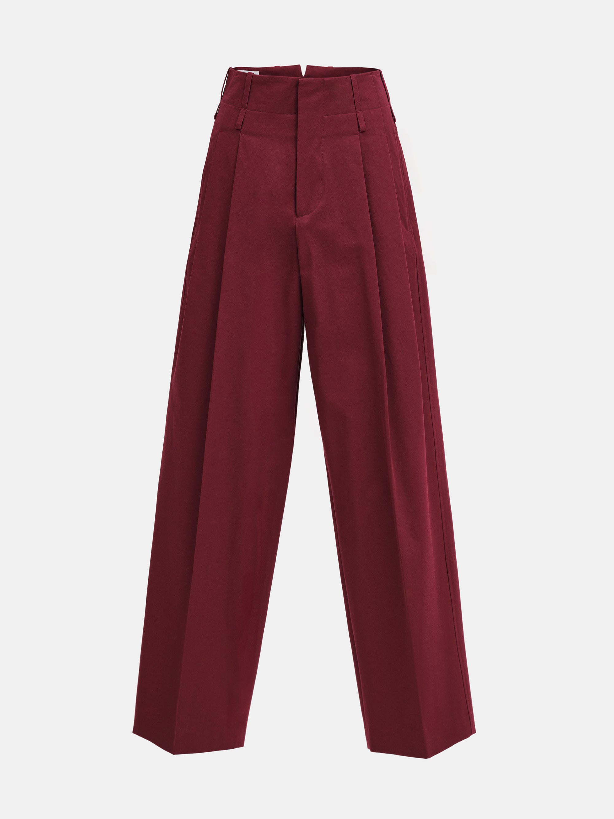 Double Waistband Chino Trousers, Burgundy