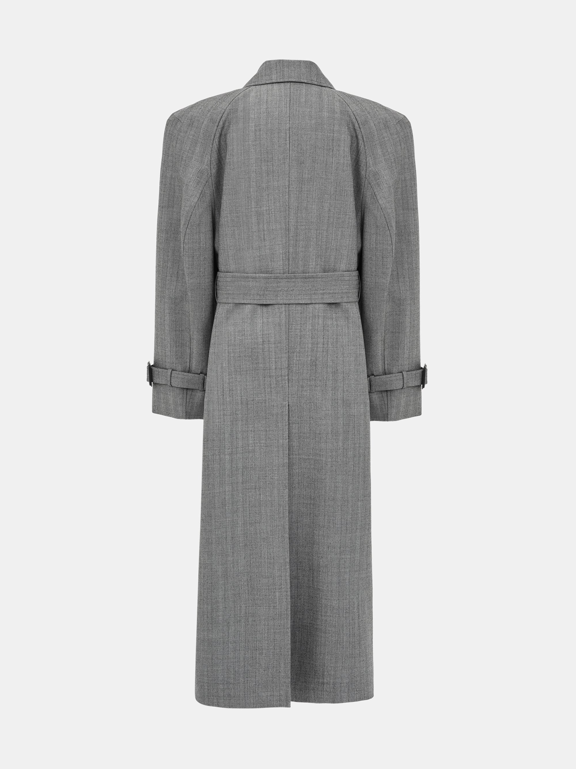 Tailored Belted Overcoat, Grey